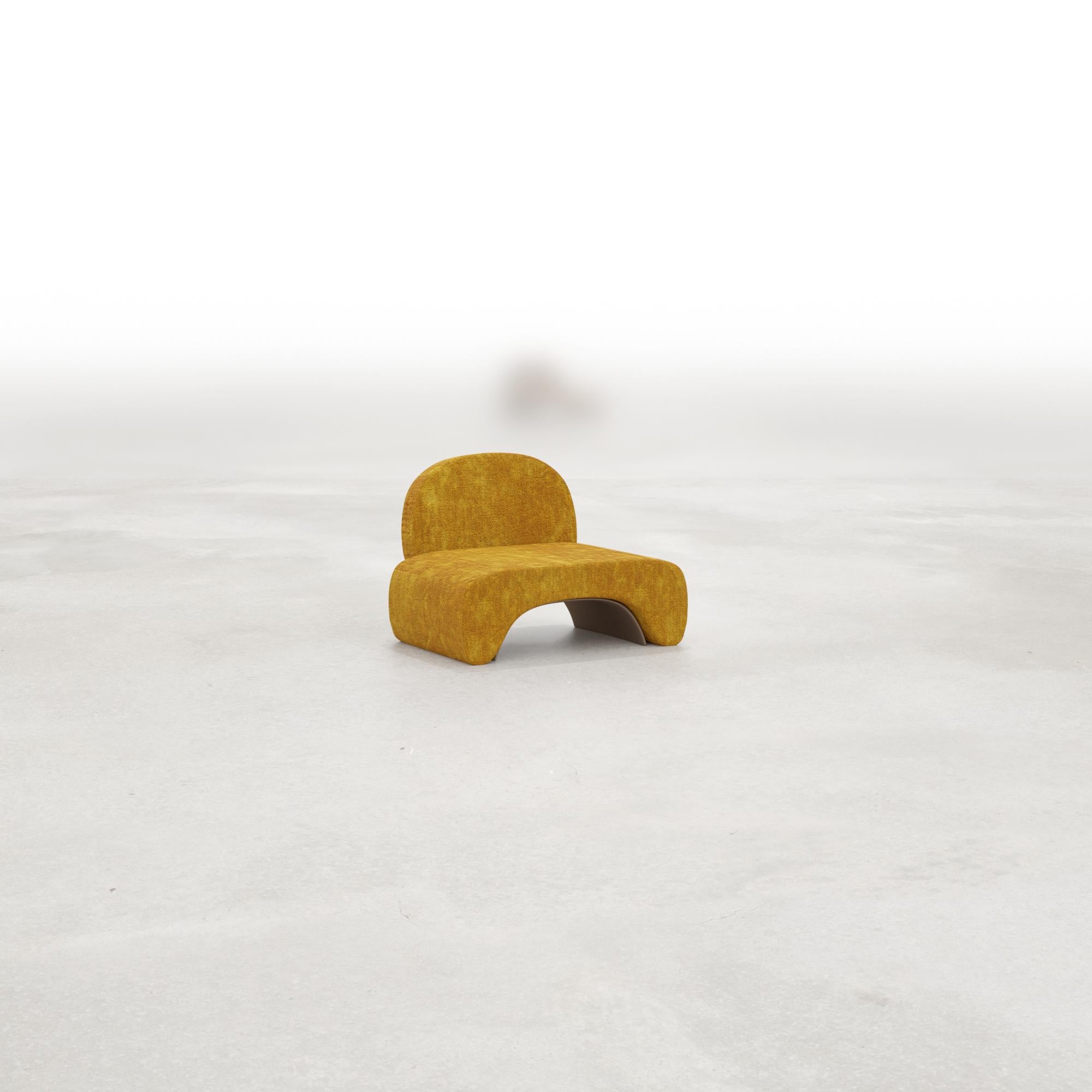 French 21st Century Post-Modernist Upholstered U Chair and Stool Set by Studio SORS For Sale