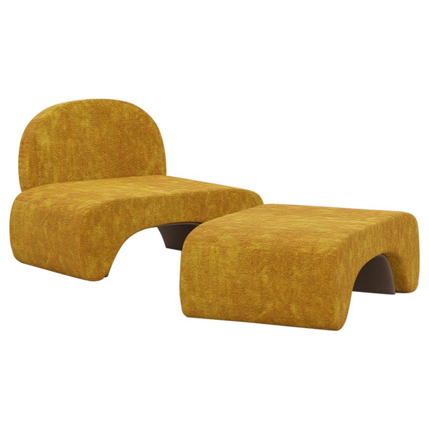 21st Century Post-Modernist Upholstered U Chair and Stool Set by Studio SORS