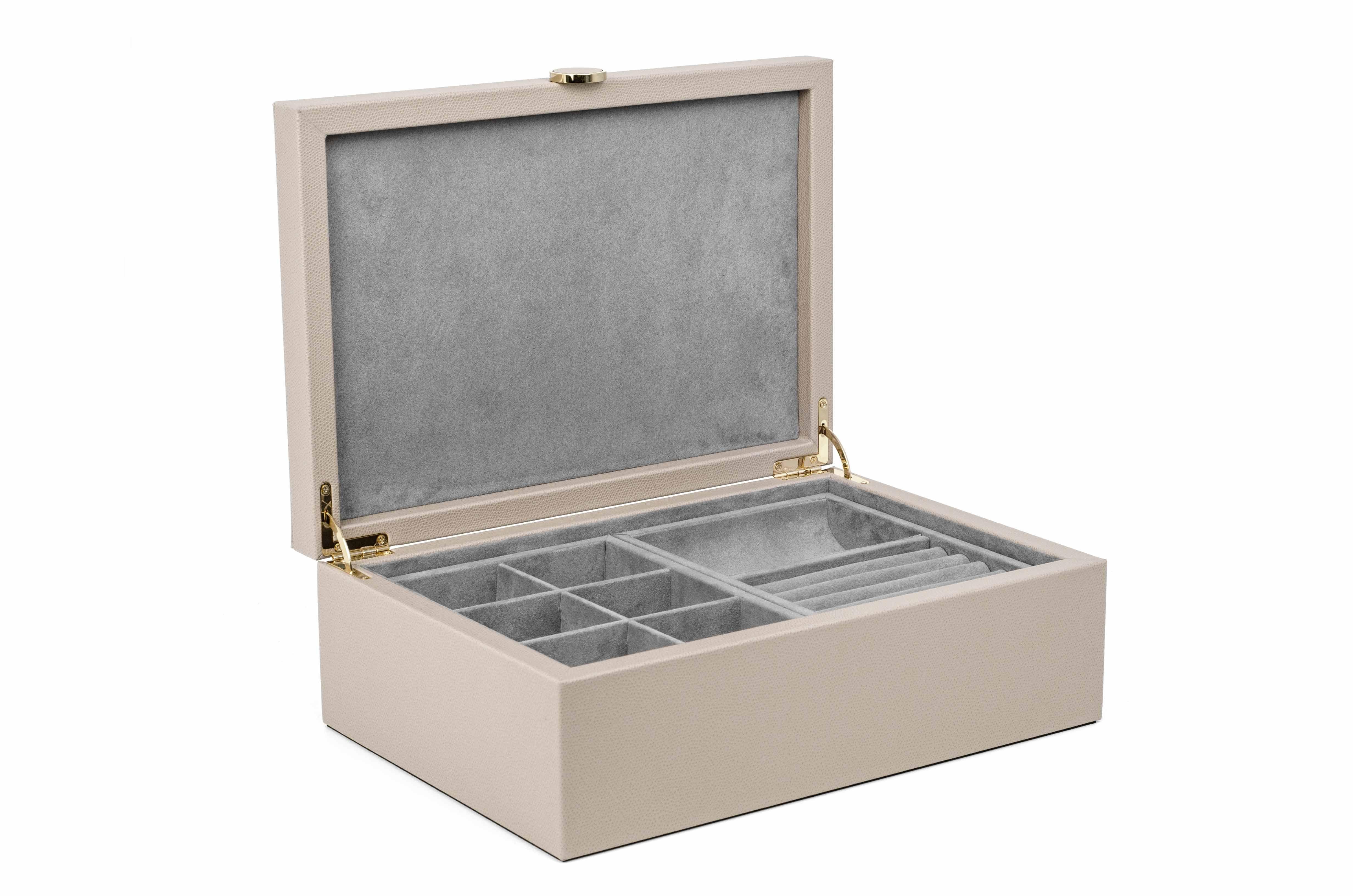 Modern 21st Century Prestige Jewellery Box with Leather &Suede Handcrafed in Italy For Sale