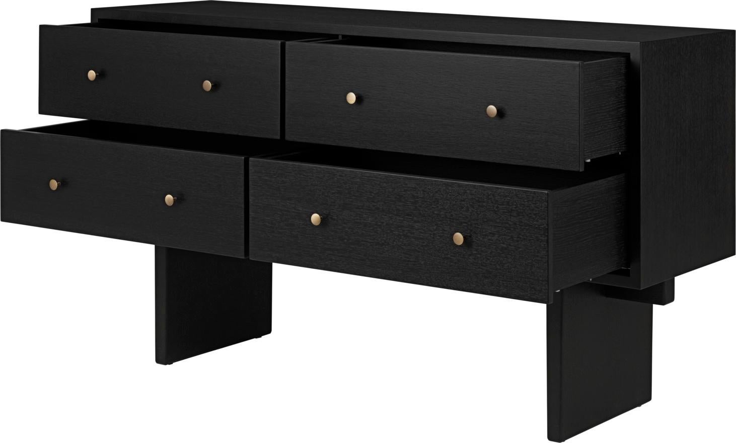 Danish 21st Century Private Collection Dark Oak and Aged Brass Minimalist Sideboard