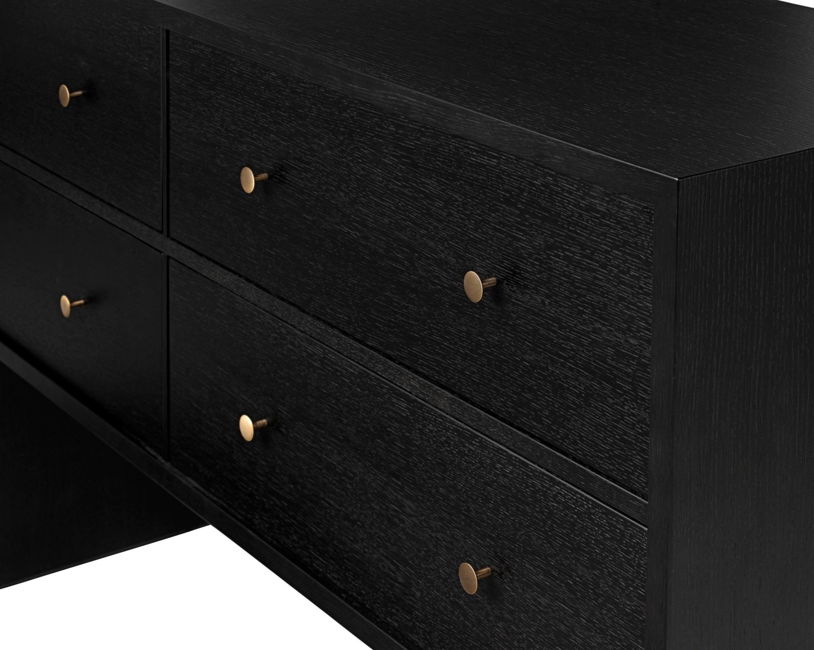 21st Century Private Collection Dark Oak and Aged Brass Minimalist Sideboard In New Condition In Paris, FR