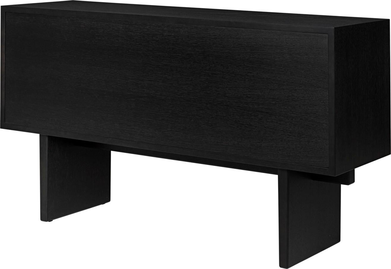 Contemporary 21st Century Private Collection Dark Oak and Aged Brass Minimalist Sideboard