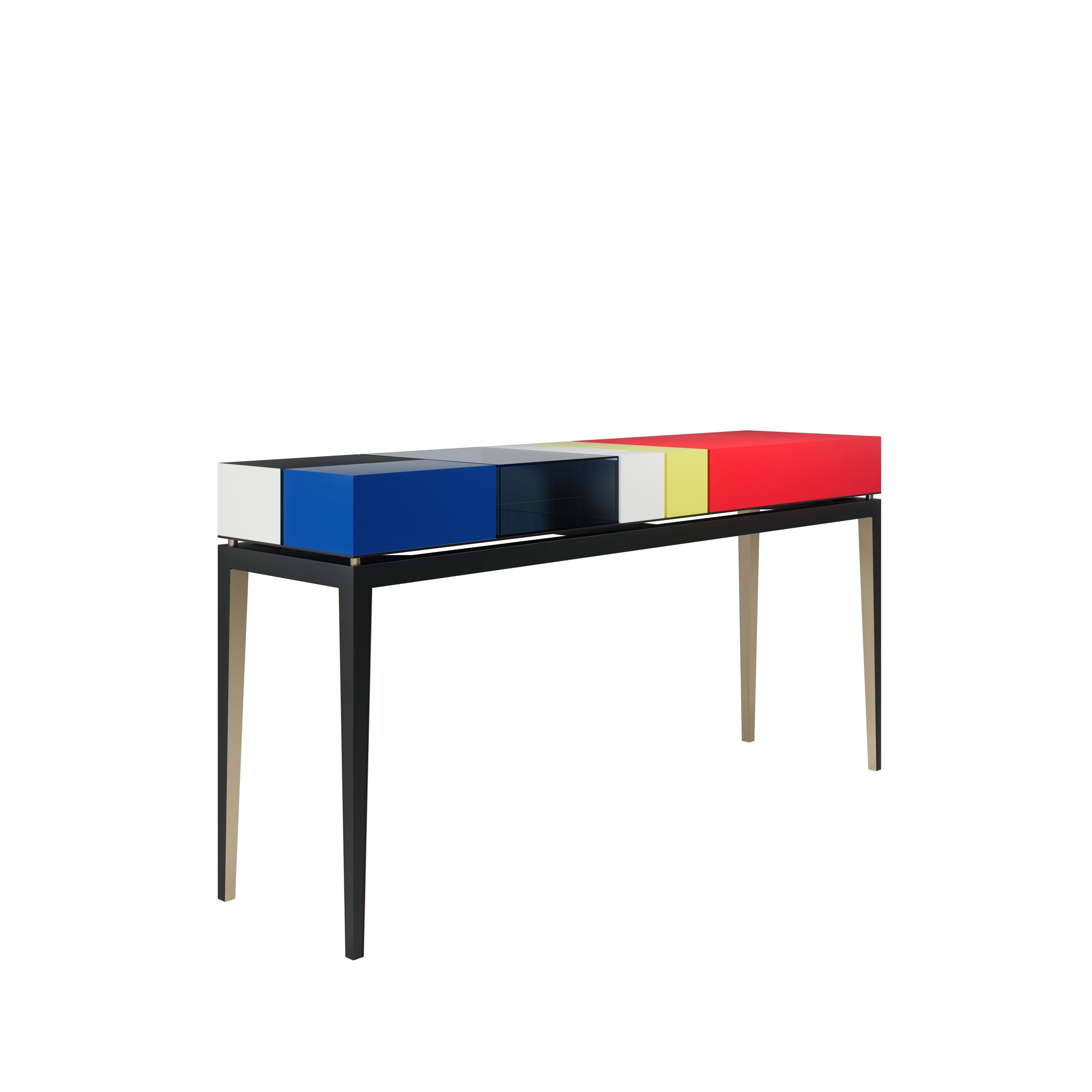 Portuguese 21st Century Proportion II Console Lacquered Wood For Sale