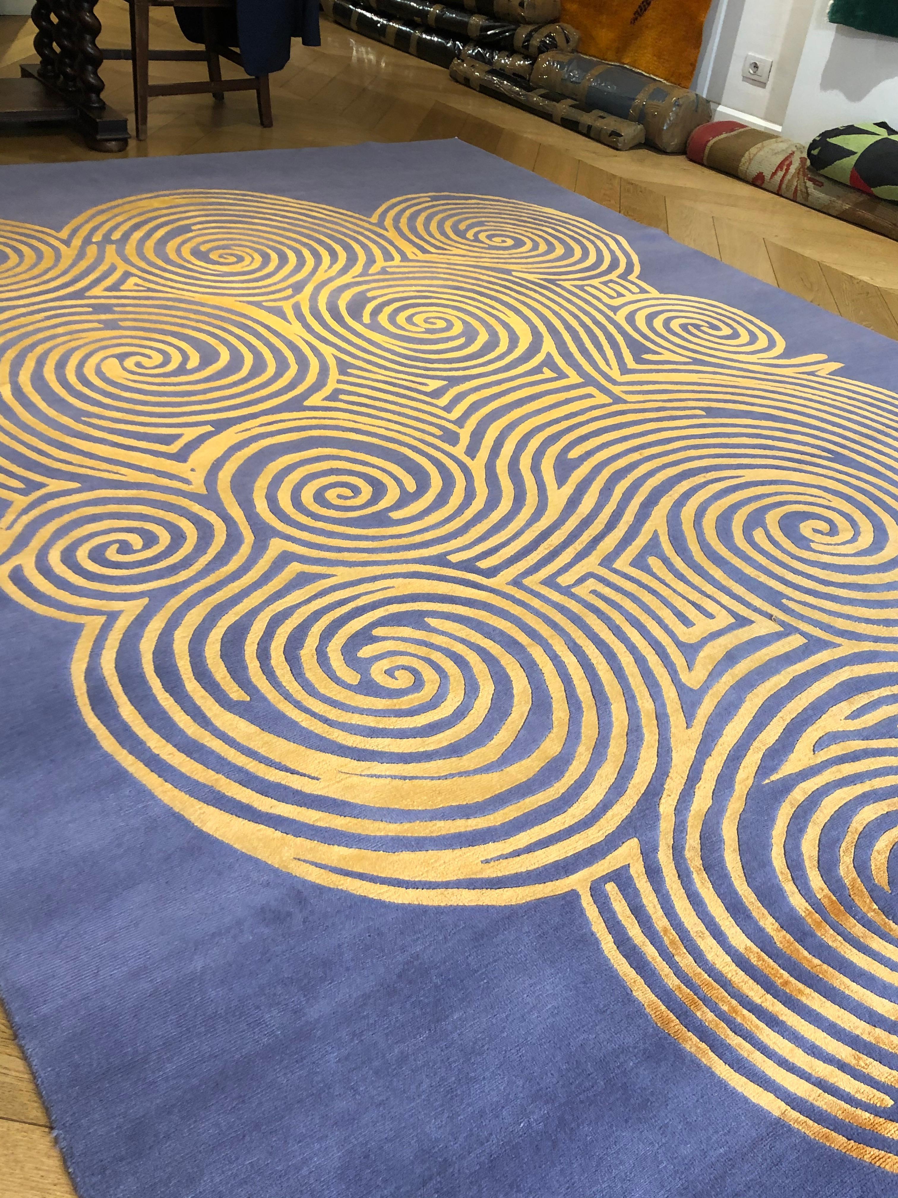 Tibetan 21st Century Purple and Orange Cloud Carpet  by Mauro Lovi only € 12000 For Sale