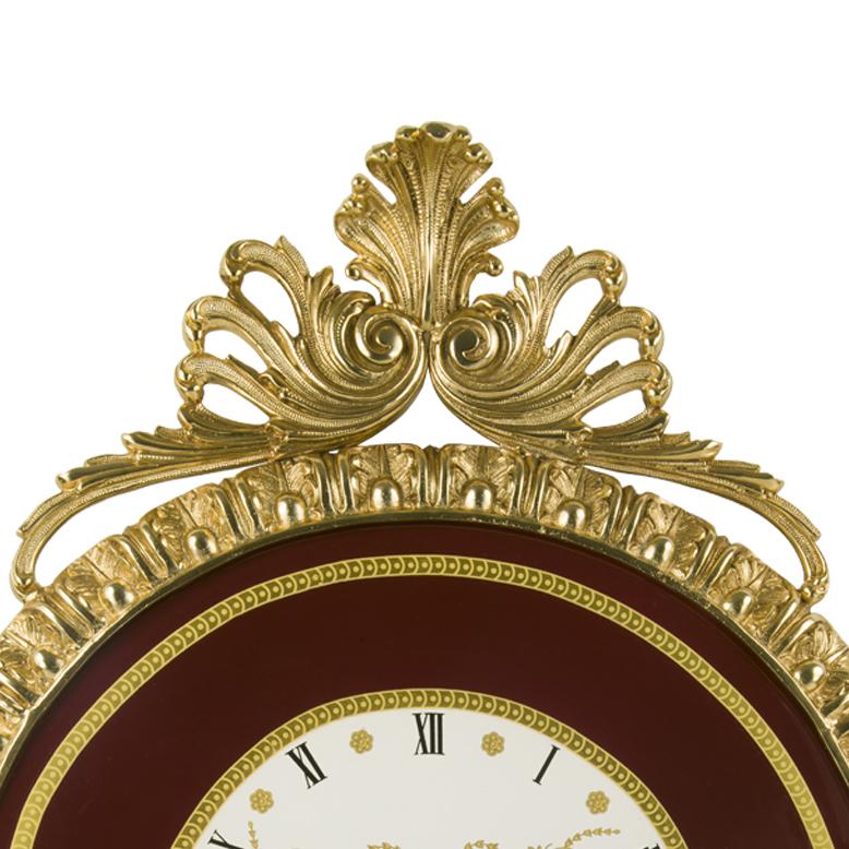 Louis XVI 21st Century, Purple porcelain with pure gold decoration  wall Clock For Sale