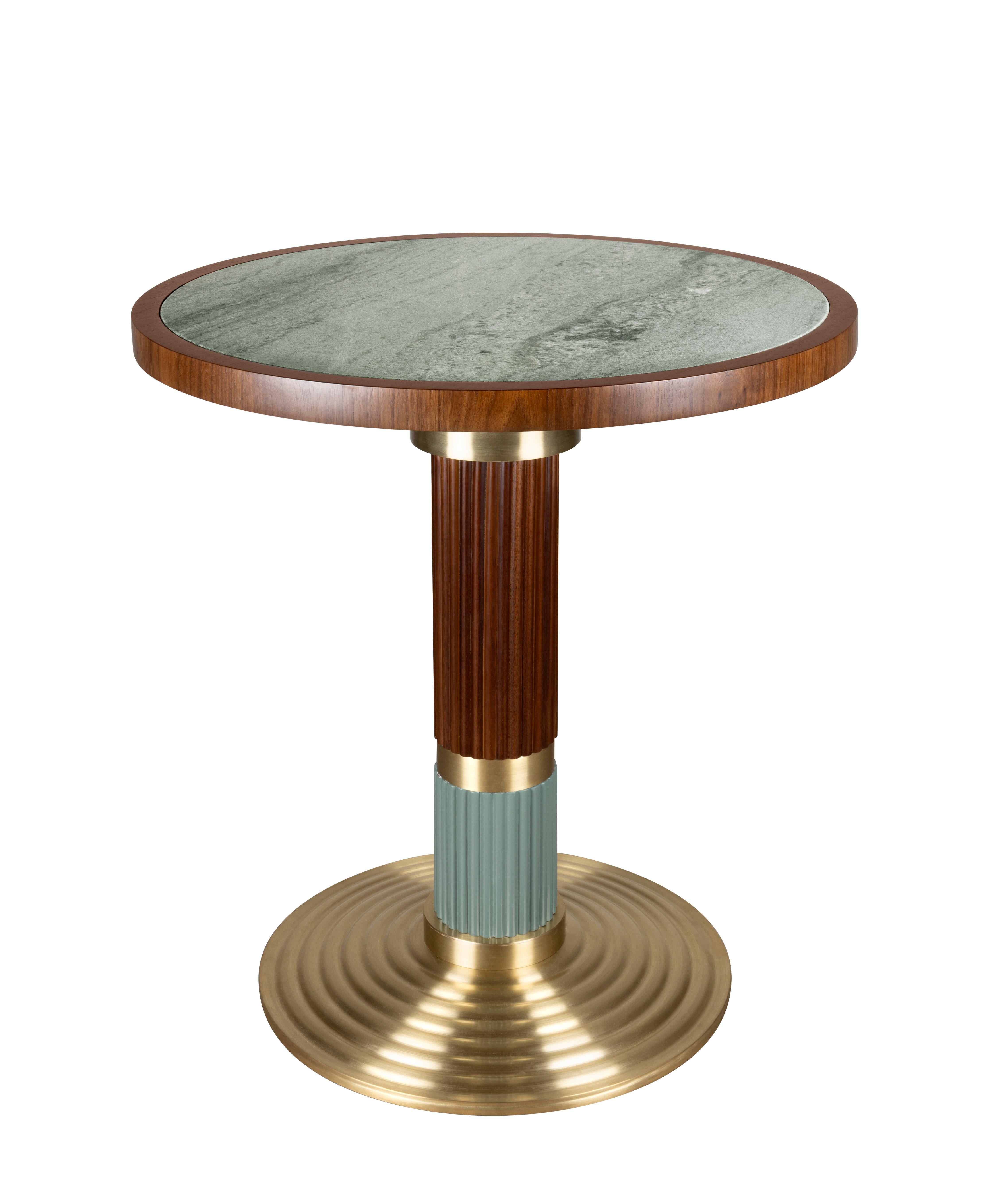 Laiton Table de salle à manger Queens du 21e siècle en bois et marbre fabriqué au Portugal par Porus Studio en vente