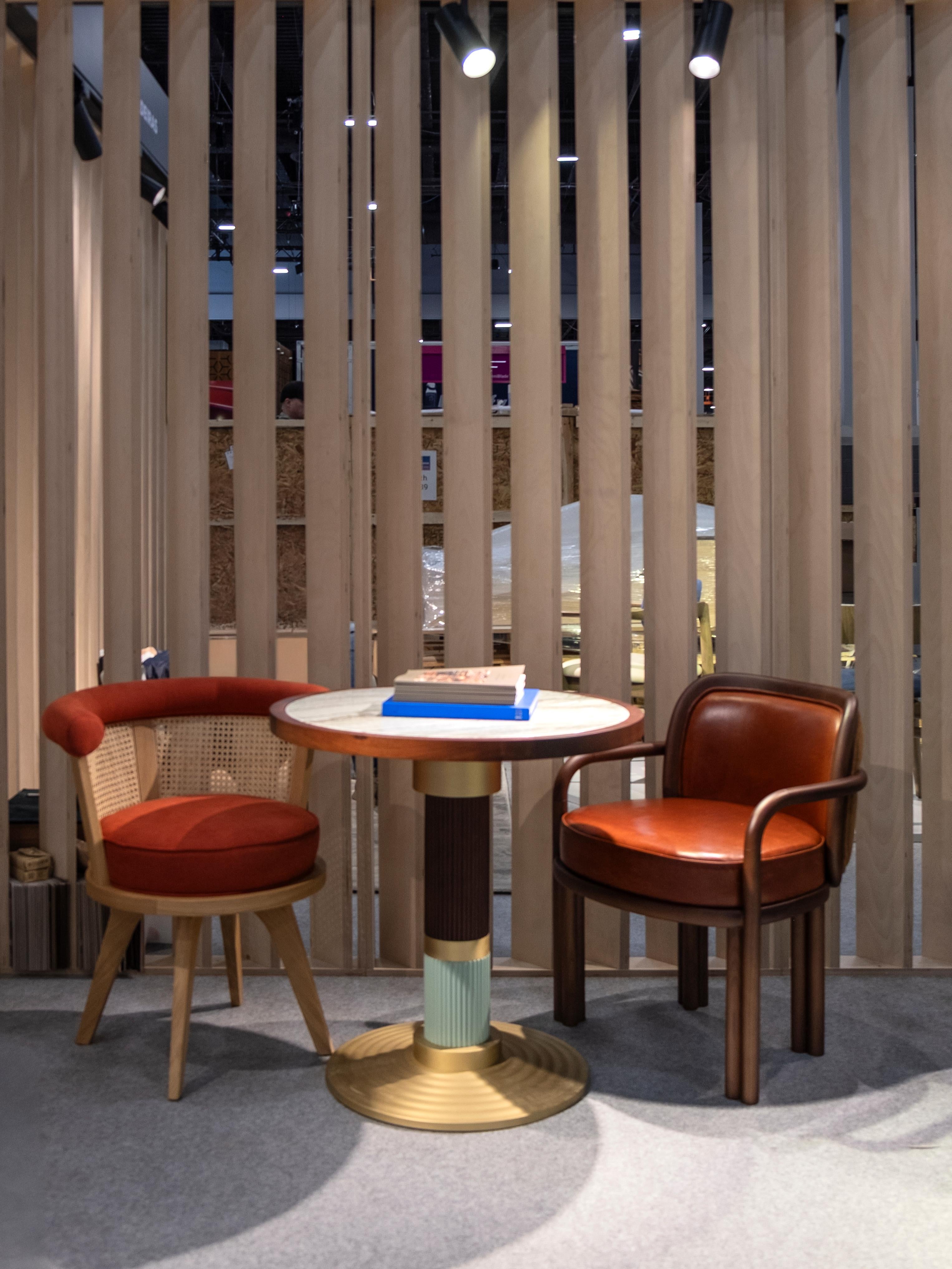 Table de salle à manger Queens du 21e siècle en bois et marbre fabriqué au Portugal par Porus Studio en vente 1
