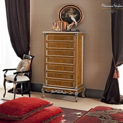 21st Century Radica Wood 4-Drawers Commode by Modenese Gastone, Baroque Inspired