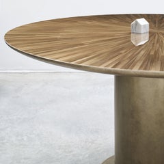 21st Century Radius Dining Table Round Liquid Metal Brass Effect Shimmering Top