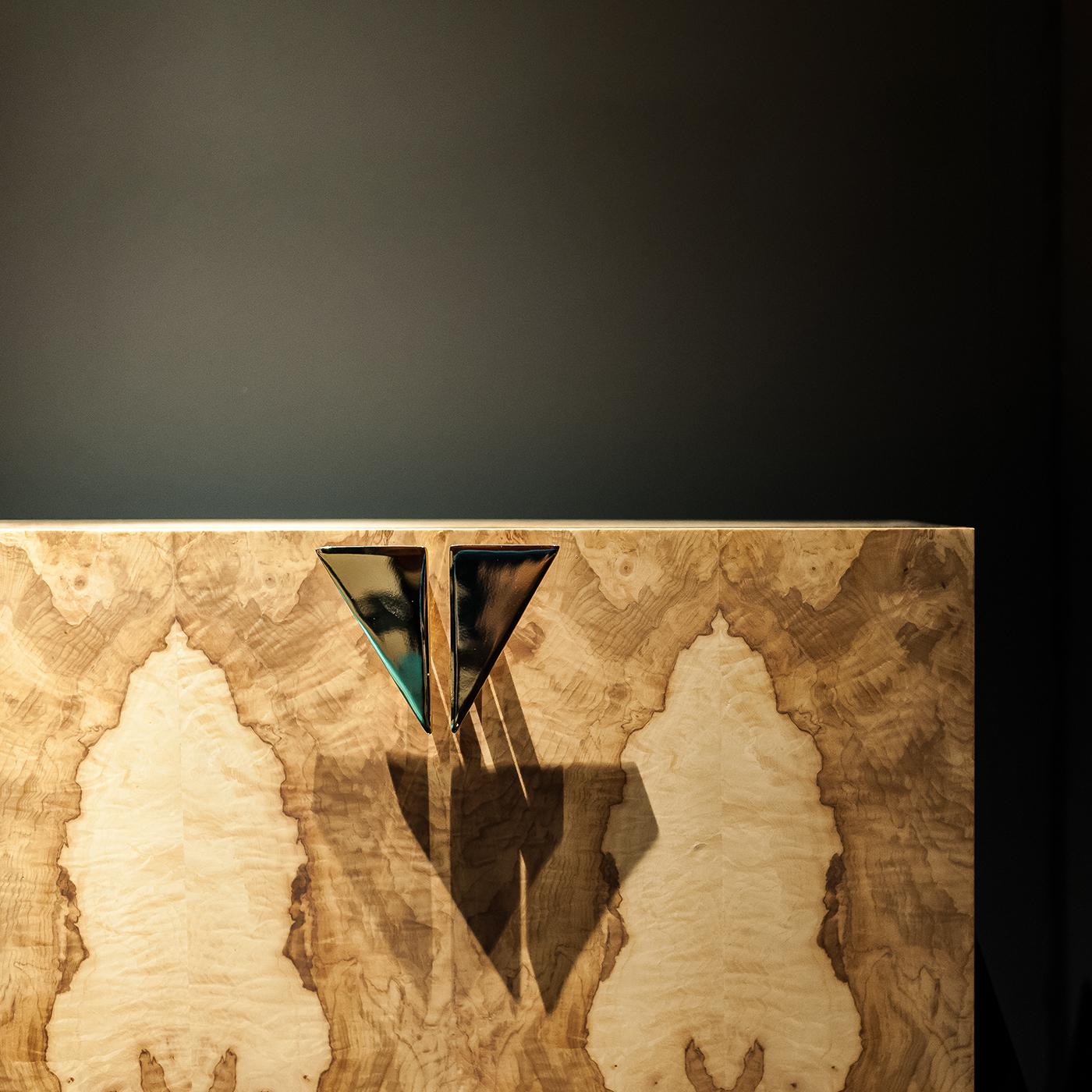 Italian 21st Century Ragno Inlaid Sideboard in Olive Burl, Ash, Brass, Made in Italy For Sale