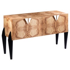 21st Century Ragno Inlaid Sideboard in Olive Burl, Ash, Brass, Made in Italy
