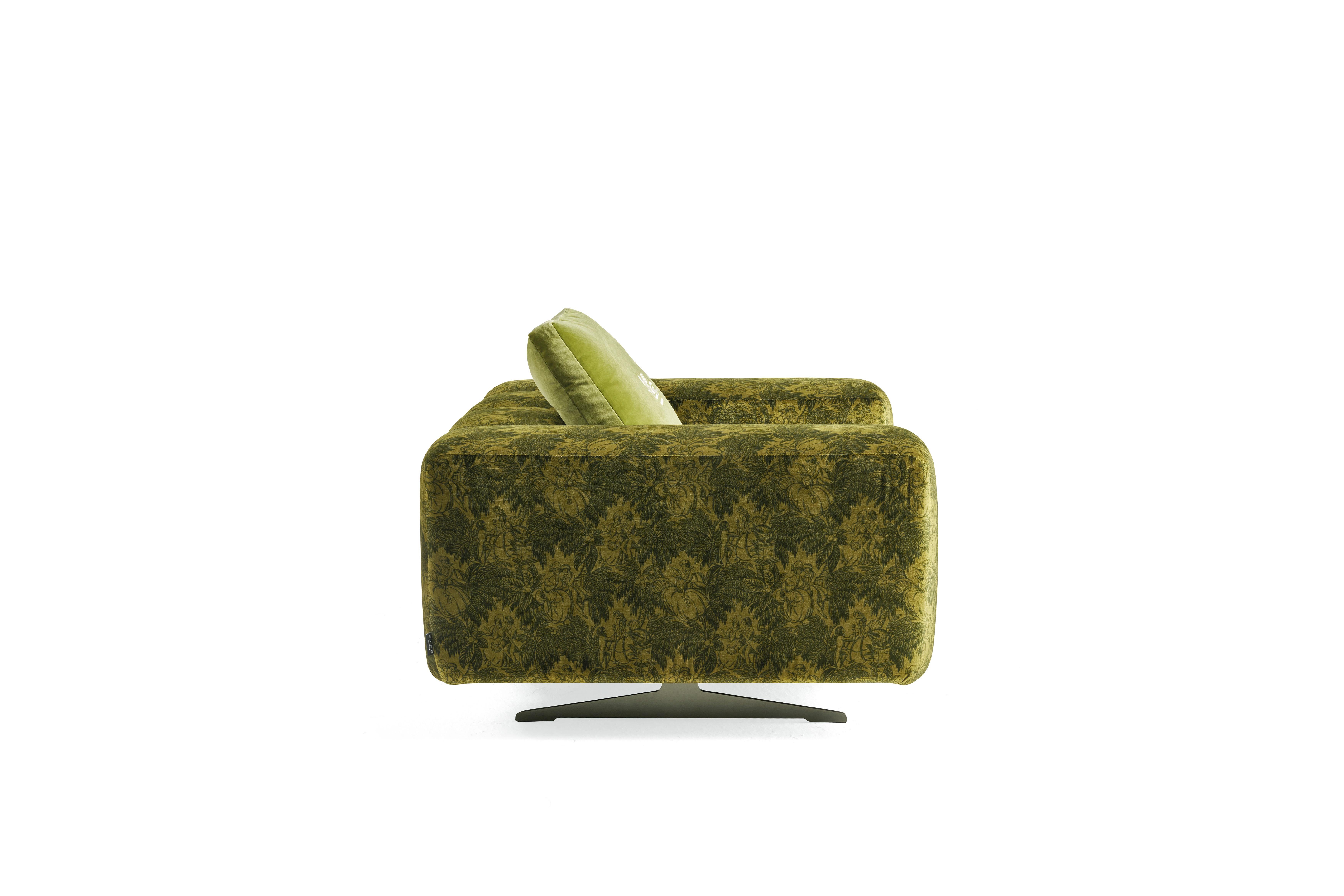 Italian 21st Century Ratio Up Armchair in Green Velvet by Etro Home Interiors For Sale