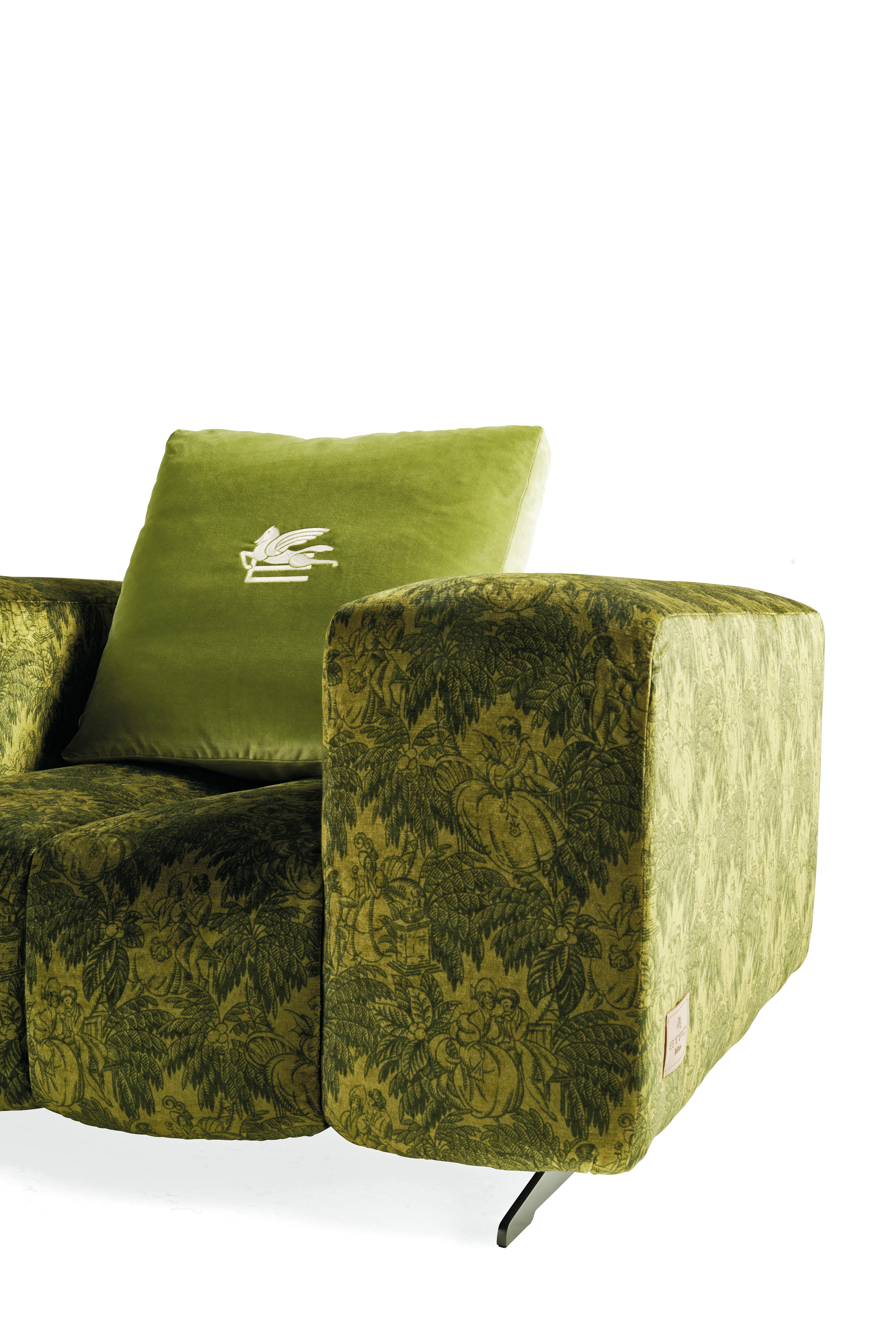 21st Century Ratio Up Armchair in Green Velvet by Etro Home Interiors For Sale 1