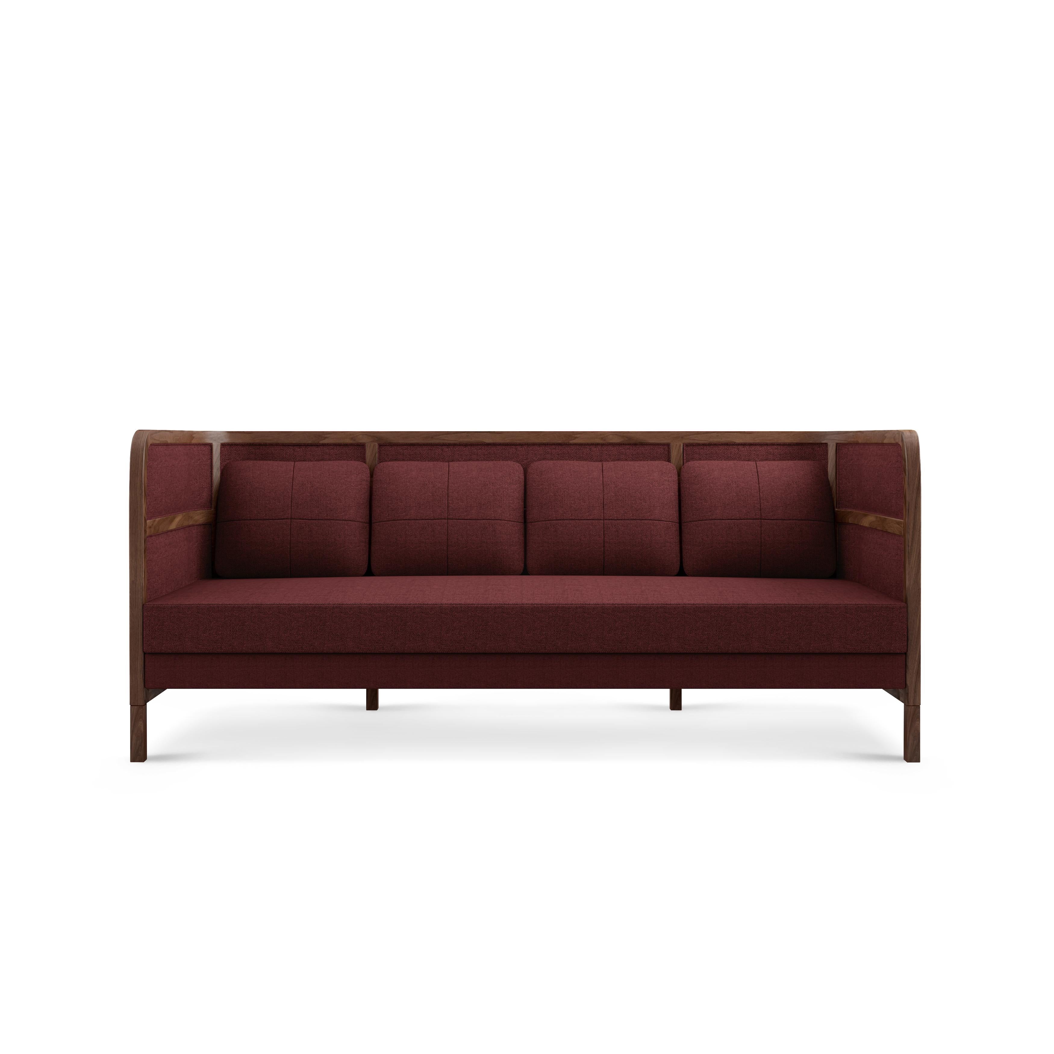 21st Century Rattan Walnut Wood Crockford Sofa Linen In New Condition For Sale In RIO TINTO, PT