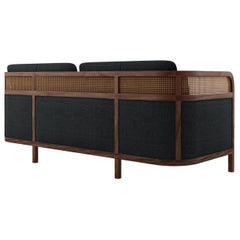 21st Century Rattan Walnut Wood Crockford Sofa Made in Portugal by Wood Tailors