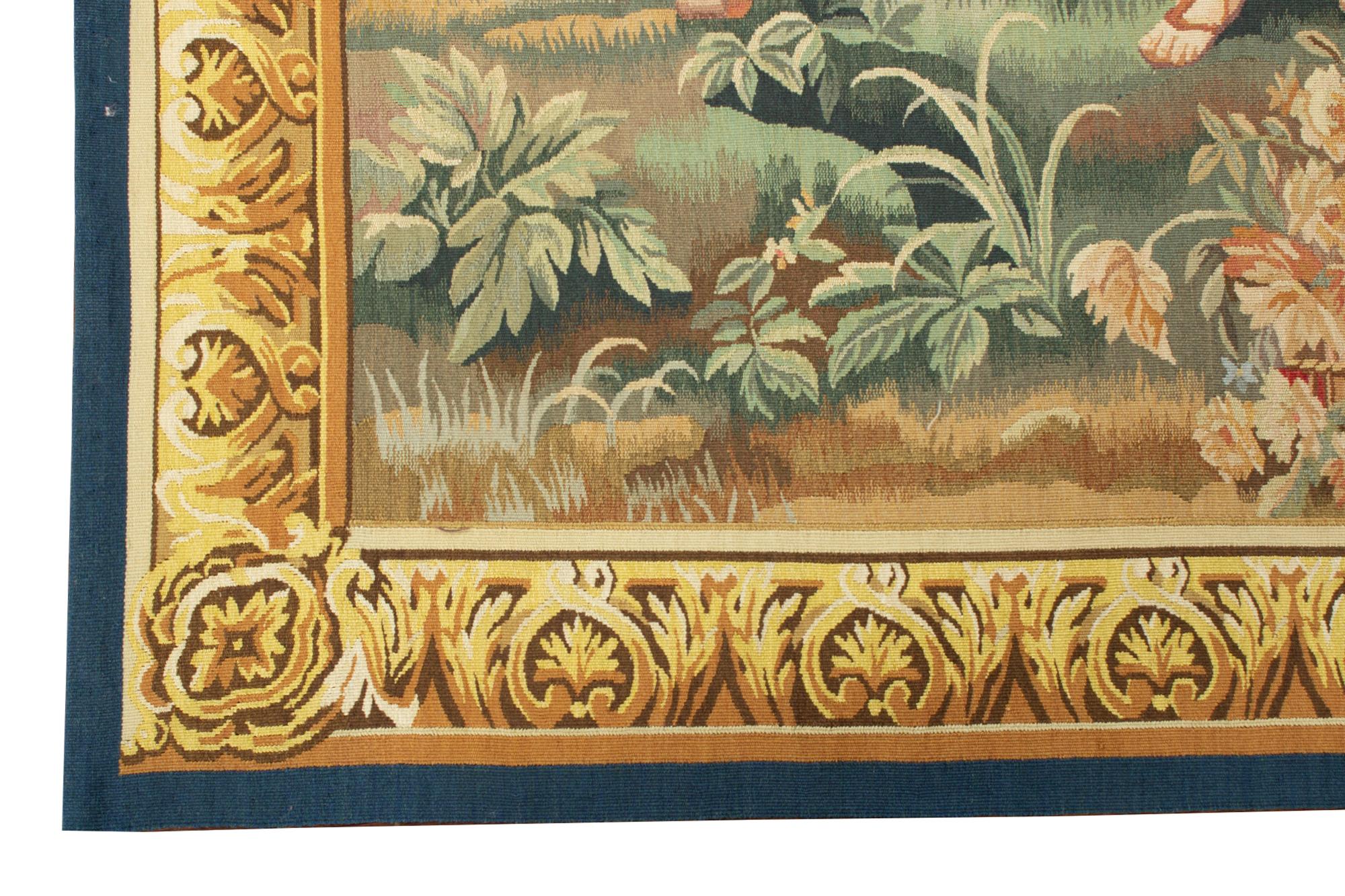 Recreated from Lodwijk van Schoor’s “spring”. Two winged personifications of April and May sit on the steps of a garden pavilion. The sun enters Taurus in April and here April drapes garlands over Taurus, the bull. As April, May puts her arm around