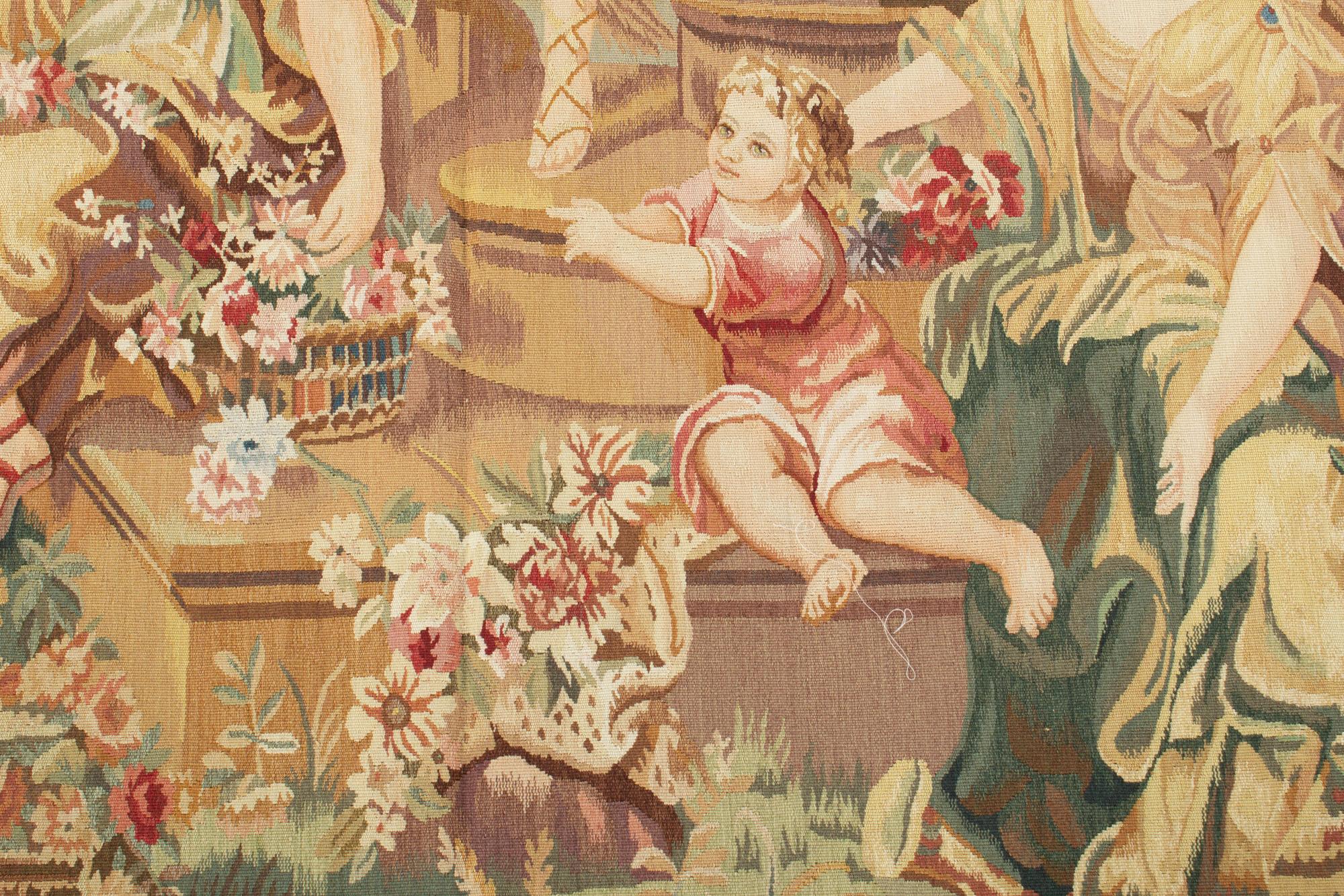 Aubusson 21st Century Recreation of an 18th Century Brussels Tapestry 5'7 x 6'1 For Sale