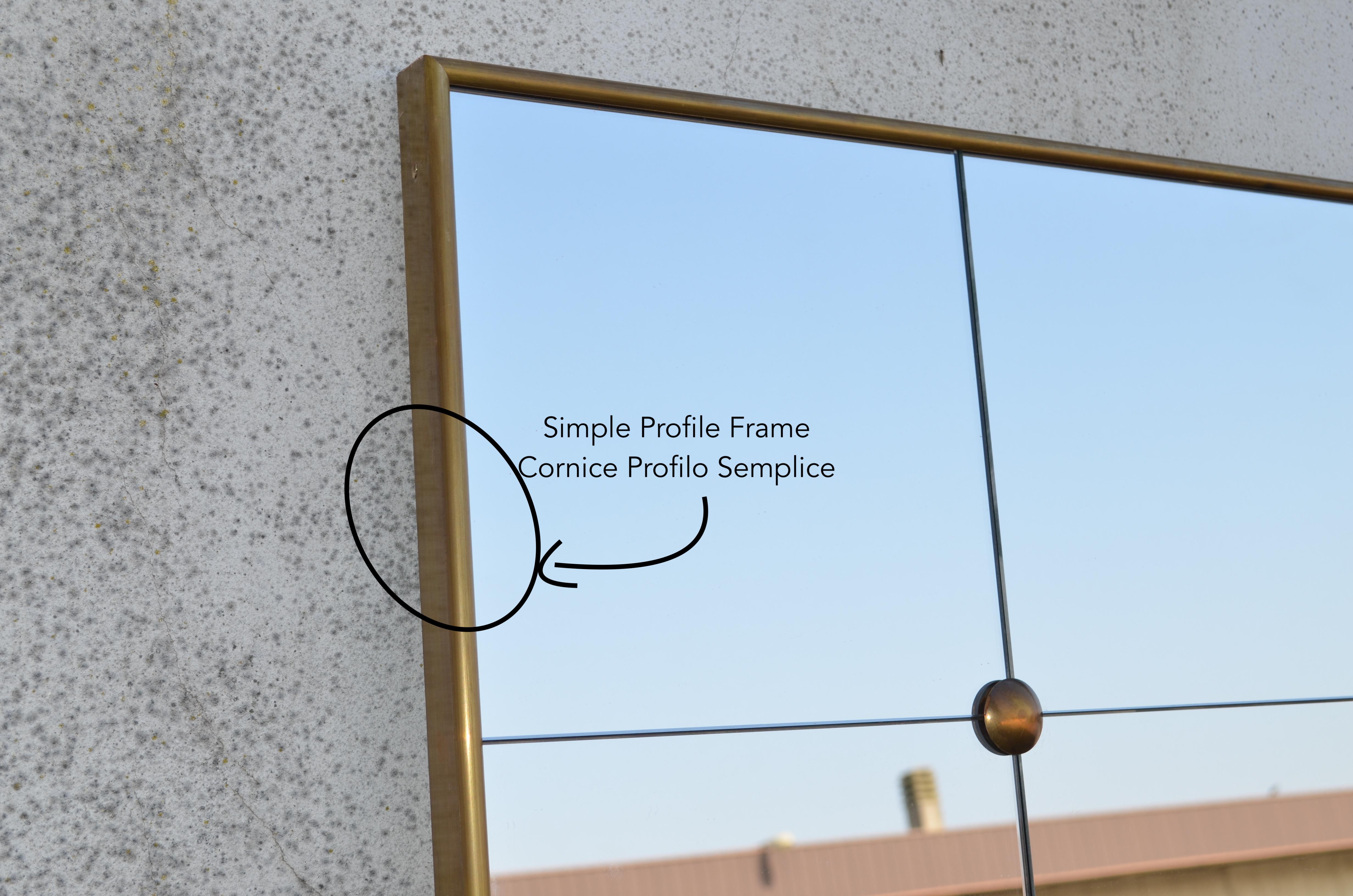 Ottone Specchio classico rettangolare del 21° secolo in stile Art Deco con pannelli in ottone 80 x 150 cm in vendita