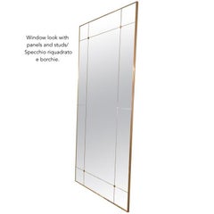 21st Century Rectangular Art Deco Style Paneled Brass Classic Mirror 110 x 250cm