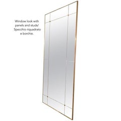 21st Century Rectangular Art Deco Style Paneled Brass Classic Mirror 110x160 cm