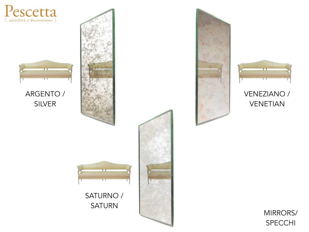 Italian 21st Century Rectangular Art Deco Style Paneled Brass Distressed Mirror 80x150  For Sale