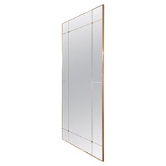 Miroir rectangulaire de style Art déco du 21e siècle à panneaux en laiton vieilli 110x210