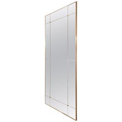 21st Century Rectangular Art Deco Style Paneled Brass Distressed Mirror 120x220