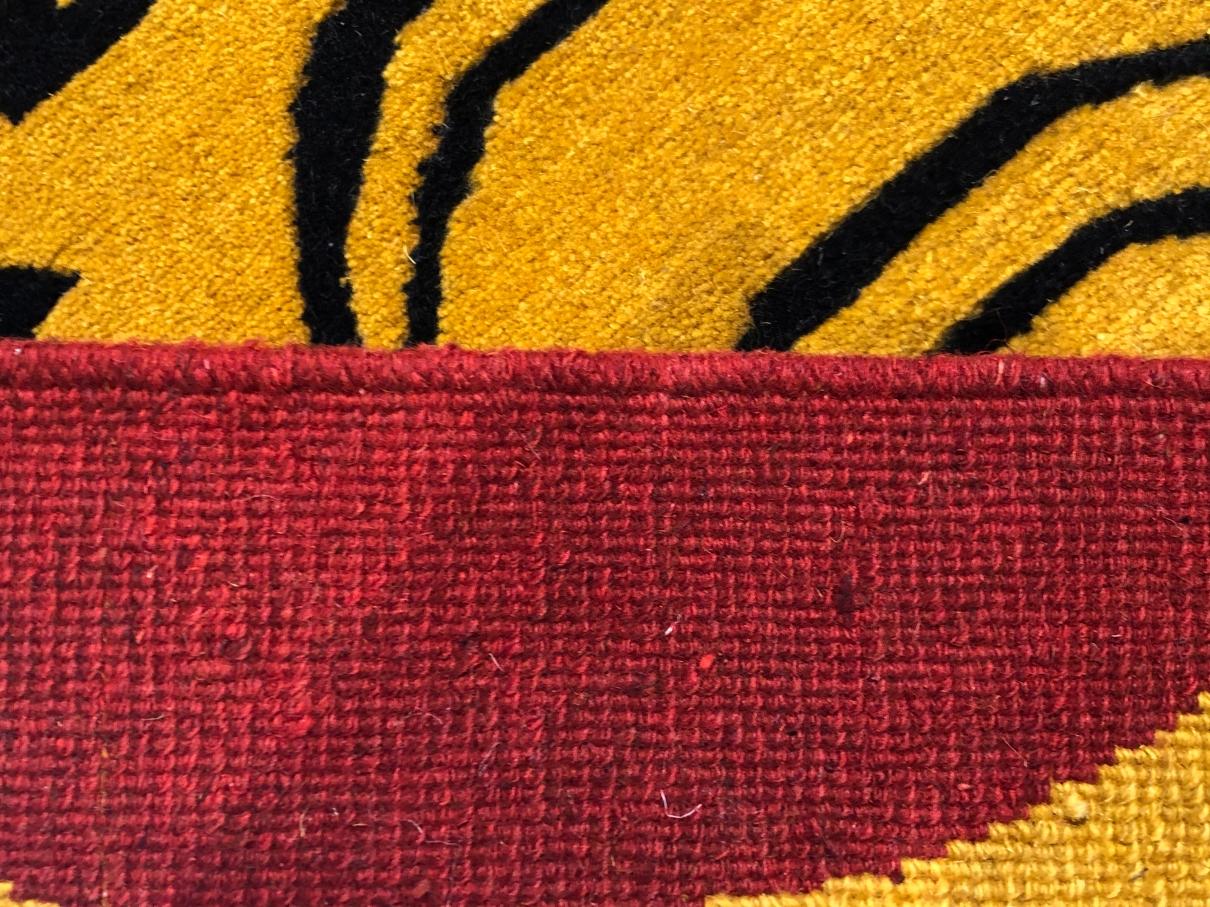 21st Century Red and Yellow Tiger Tibetan Rug Prayer, 2019 3