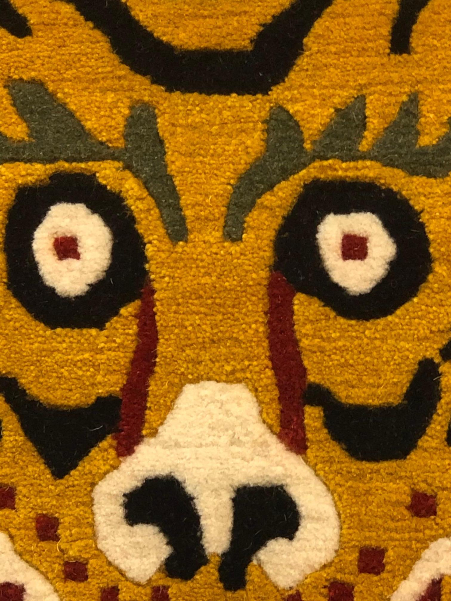 21st Century Red and Yellow Tiger Tibetan Rug Prayer, 2019 9