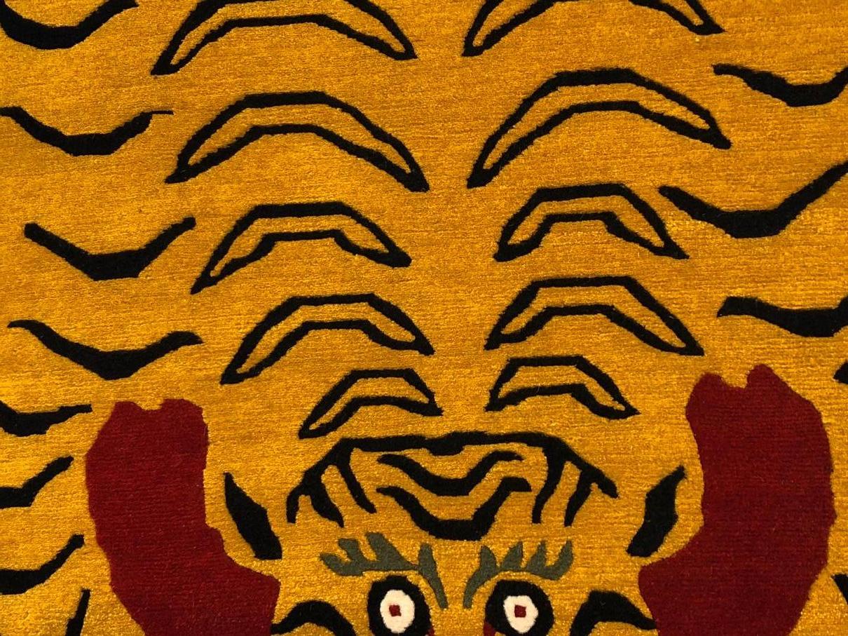 21st Century Red and Yellow Tiger Tibetan Rug Prayer, 2019 10