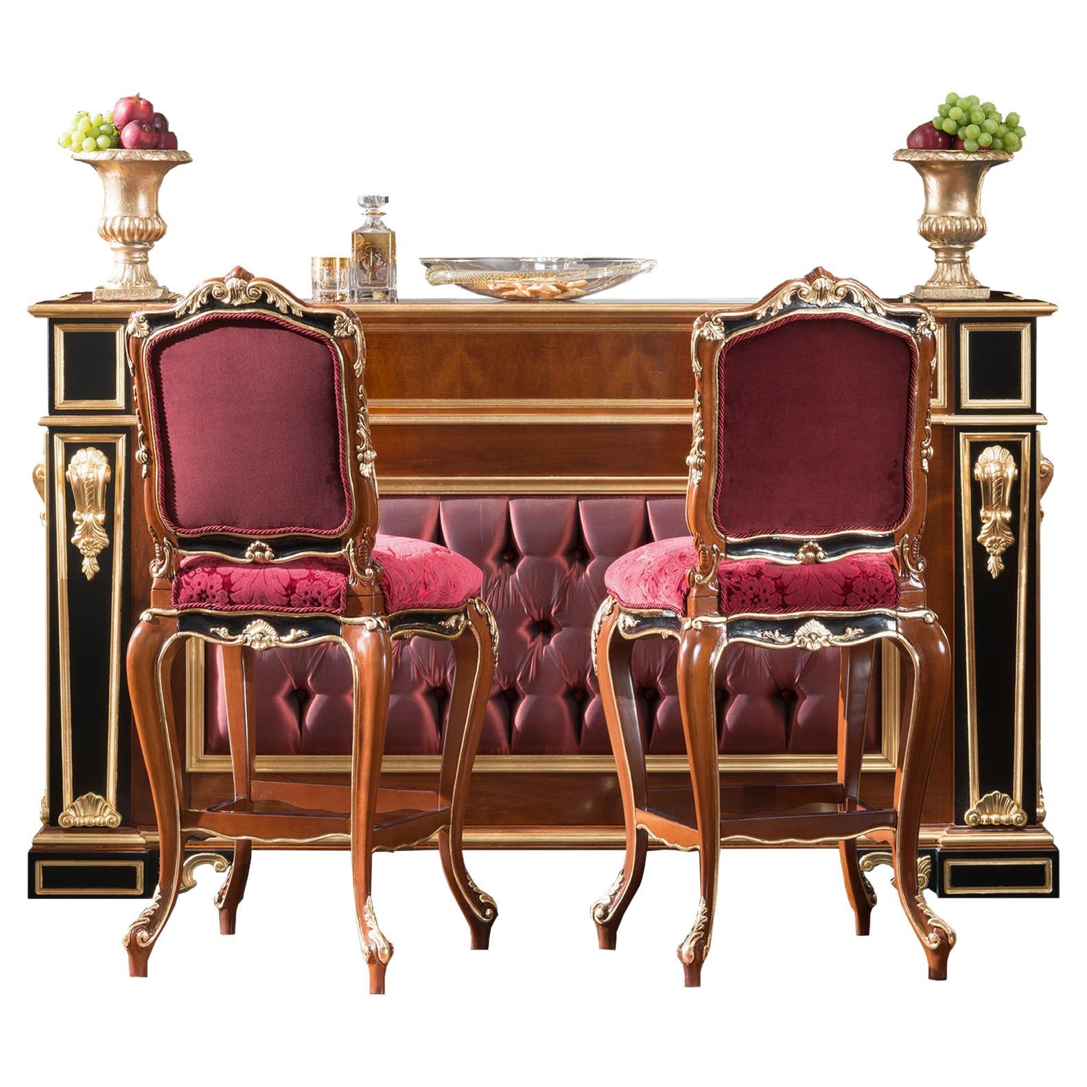 21st Century Red Baroque-Inspired Bar Counter by Modenese Interiors For Sale