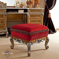 21st Century Red Baroque-Inspired Ottoman by Modenese Gastone