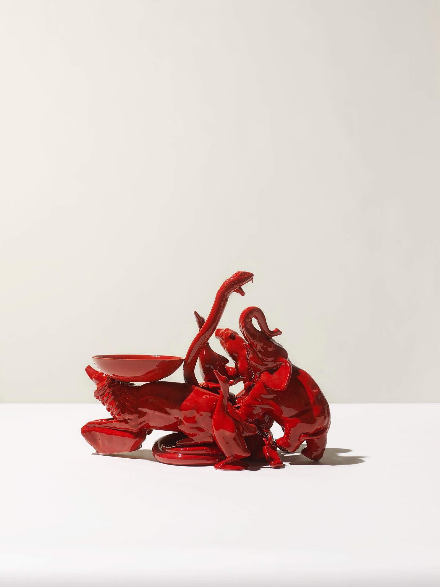 skulptur eines Rotfuchses aus dem 21. Jahrhundert von Ceramica Gatti, Italien. Dieses in Italien hergestellte Einzelstück wurde von Andrea Anastasio in der historischen Bottega Ceramica Gatti 1928 in Faenza entworfen, die sich auf die Herstellung
