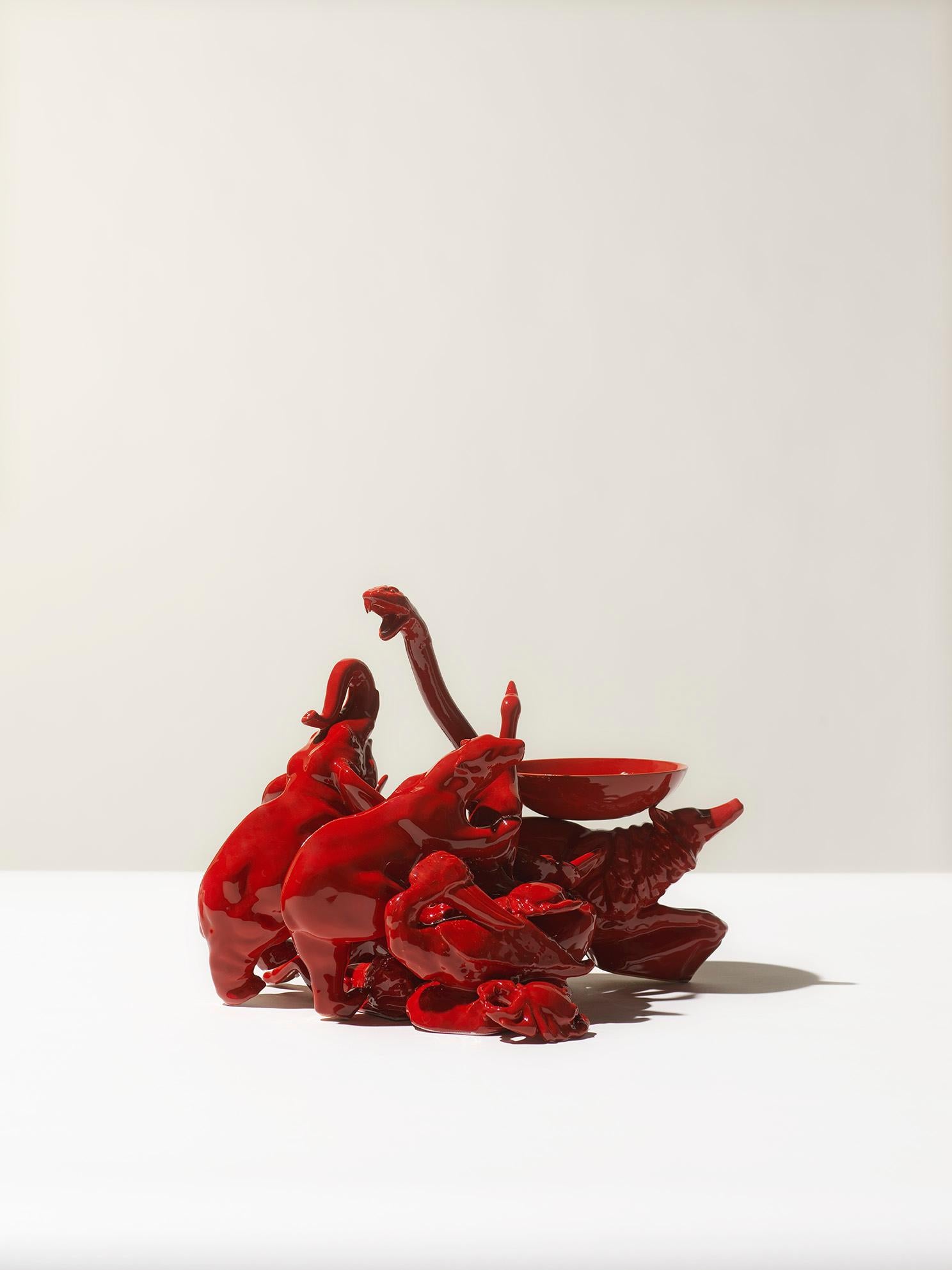 Modern 21st Century Italy Red Fox Sculpture Ceramica Gatti designer A. Anastasio For Sale