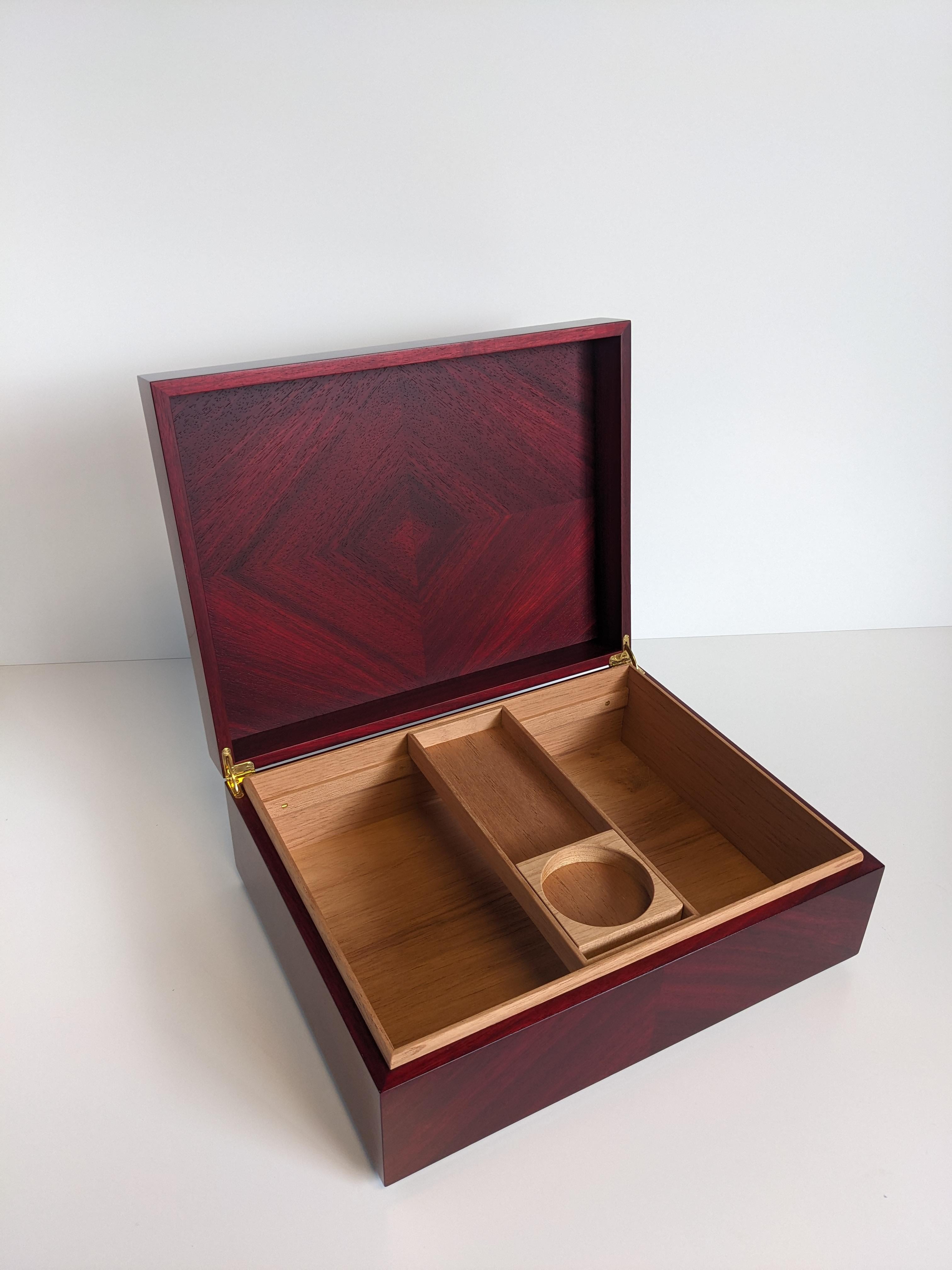 British 21st Century Red Padauk and Cedar Humidor For Sale