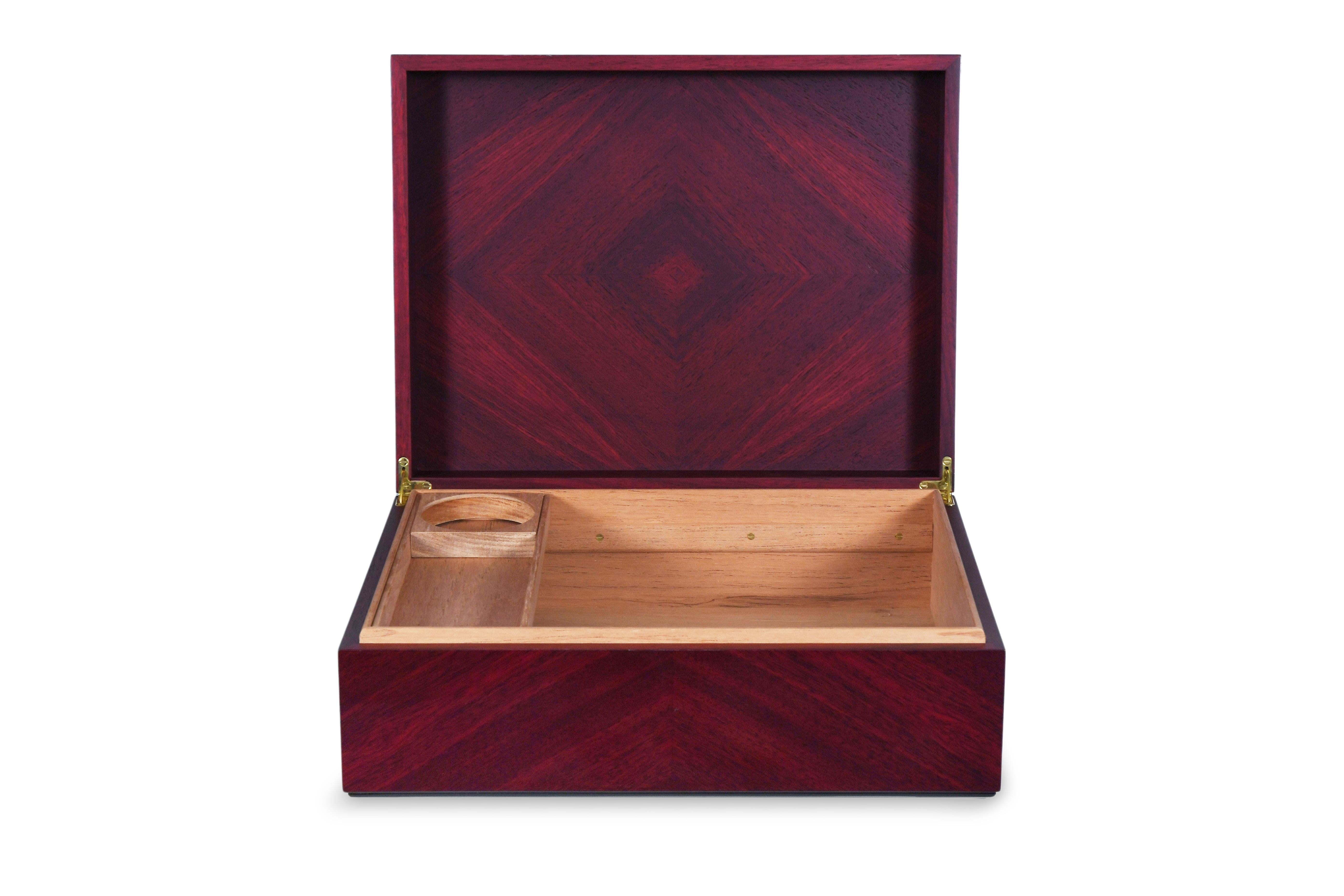 21st Century Red Padauk and Cedar Humidor For Sale 2