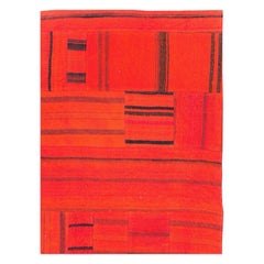 21st Century Red Patchwork Style Turkish Flat-Weave Kilim Accent Carpet