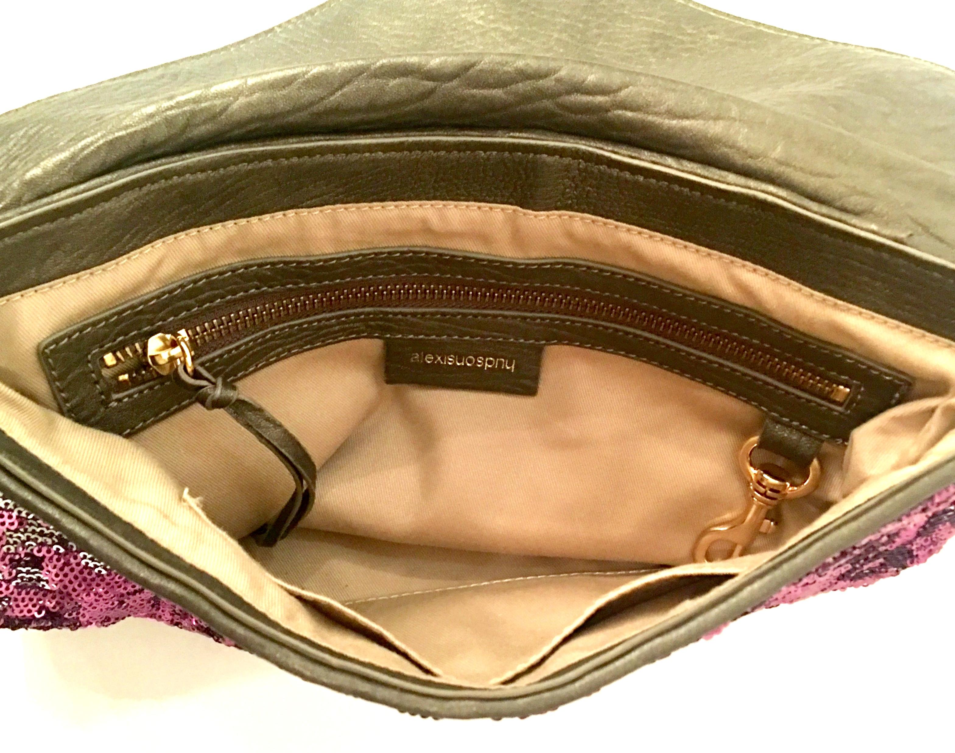 21st Century Reverse Sequin & Leather Envelope Clutch Handbag By, Alexis Hudson 5