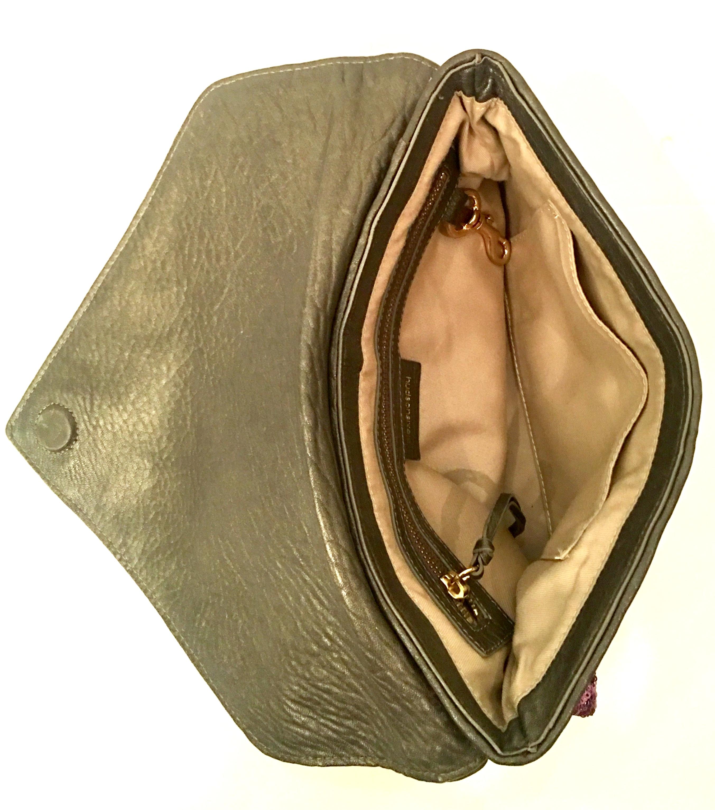 21st Century Reverse Sequin & Leather Envelope Clutch Handbag By, Alexis Hudson 6