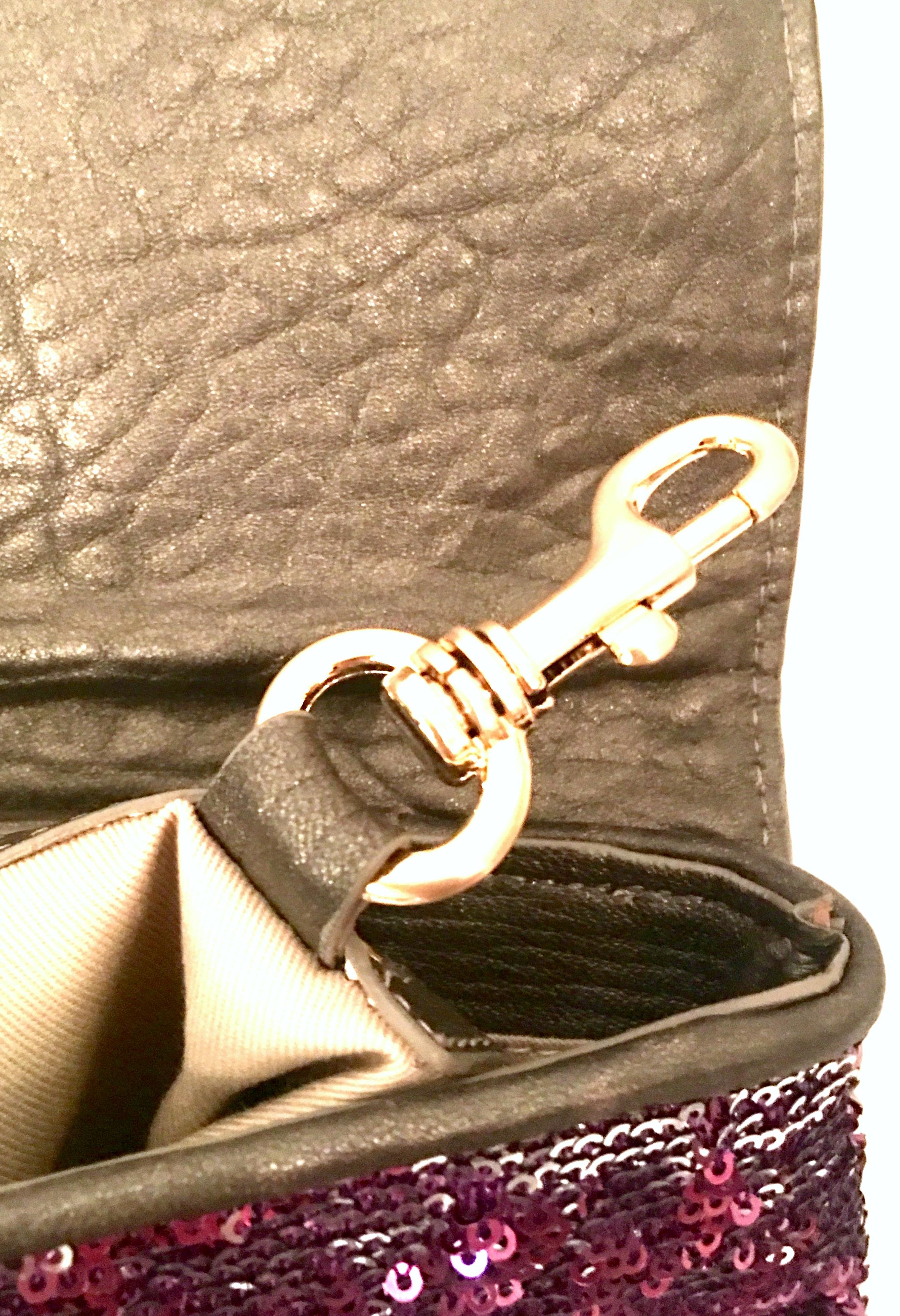 21st Century Reverse Sequin & Leather Envelope Clutch Handbag By, Alexis Hudson 7