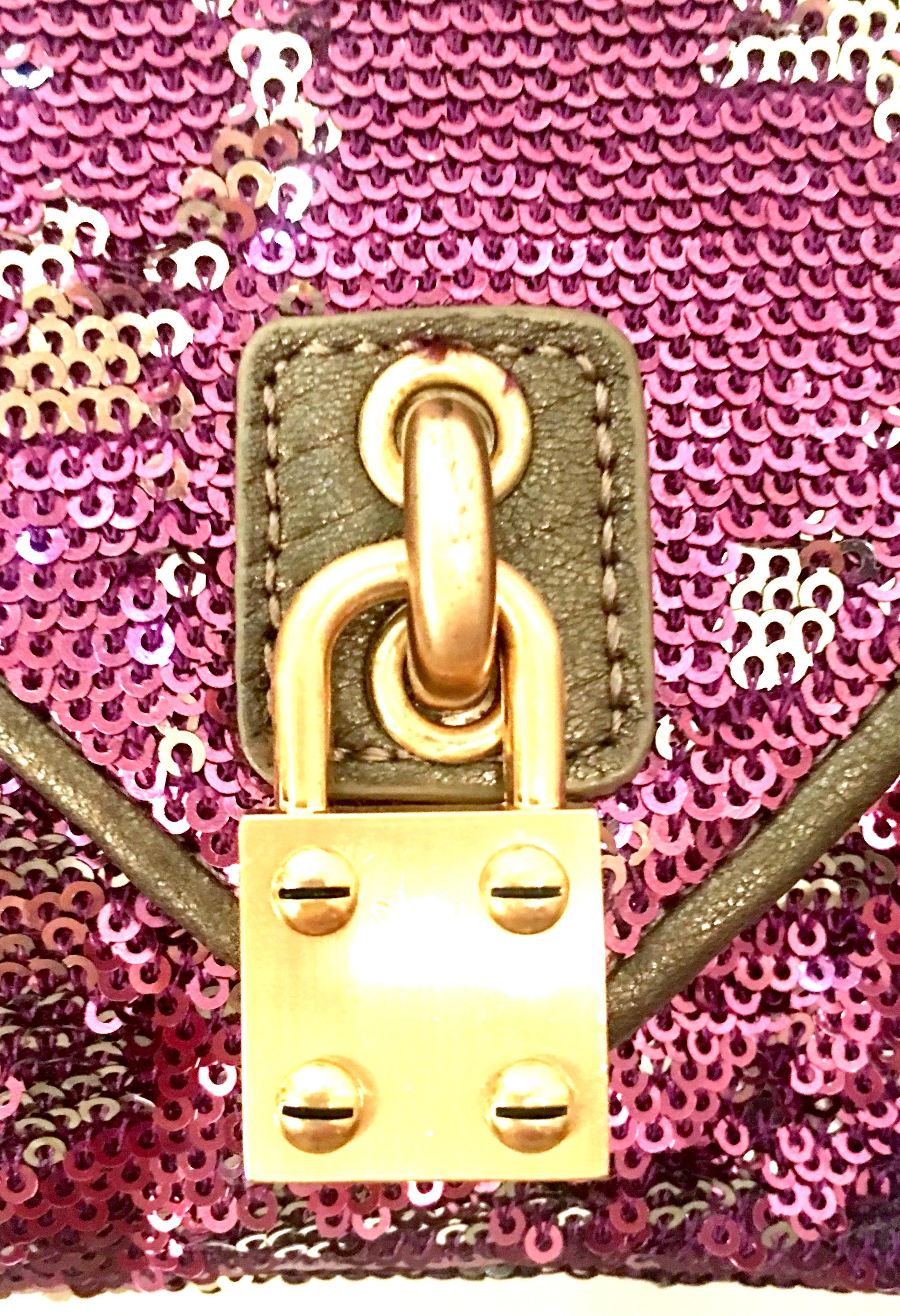 21st Century Reverse Sequin & Leather Envelope Clutch Handbag By, Alexis Hudson 1