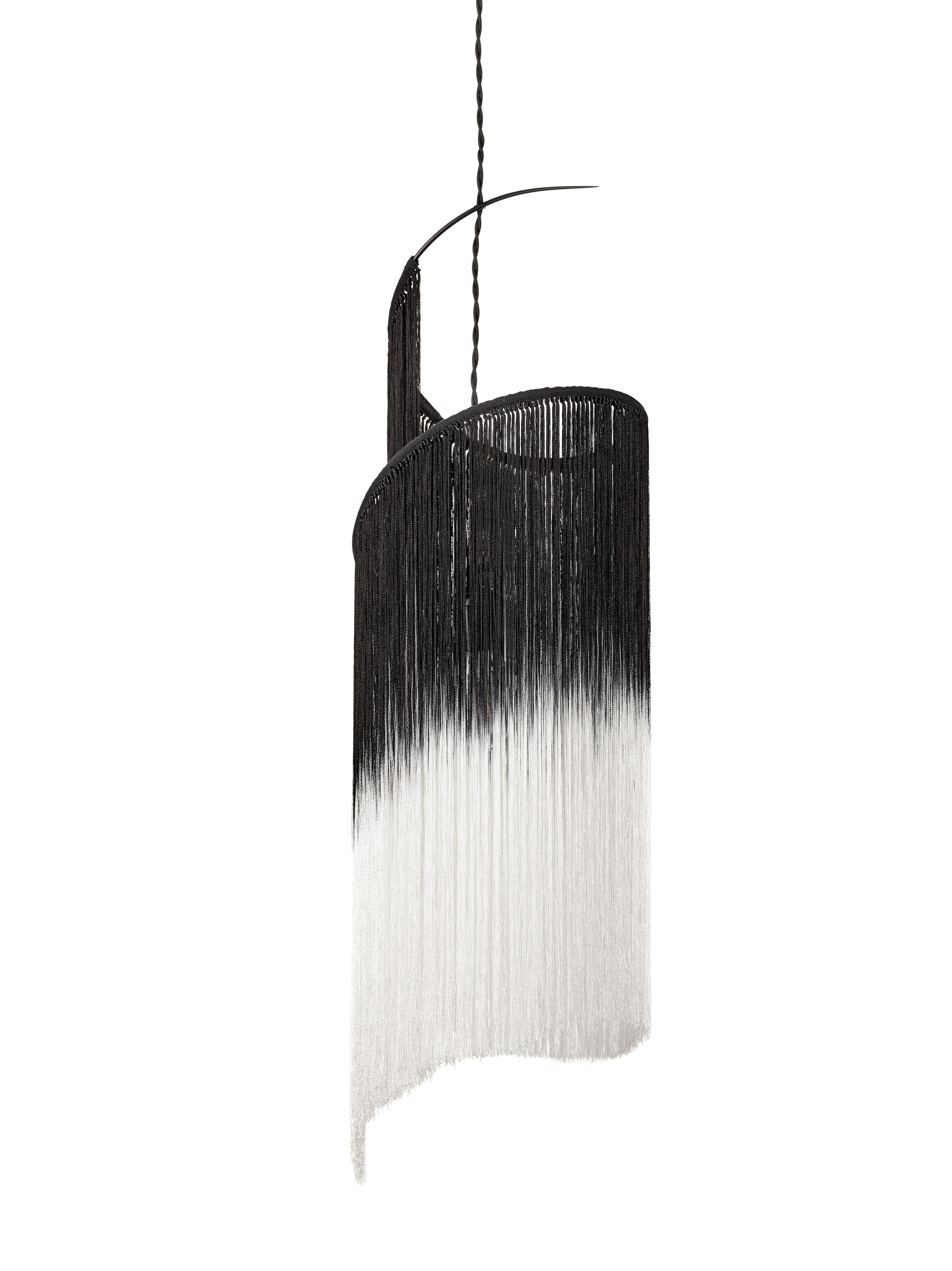 Belgian 21st Century Black and White Viscose Rey 1 Pendant Lamp by Ann Demeulemeester