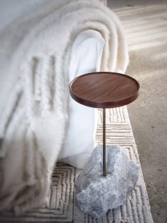 21st Century Walnut / Stone Table by Designer Michael Javidi