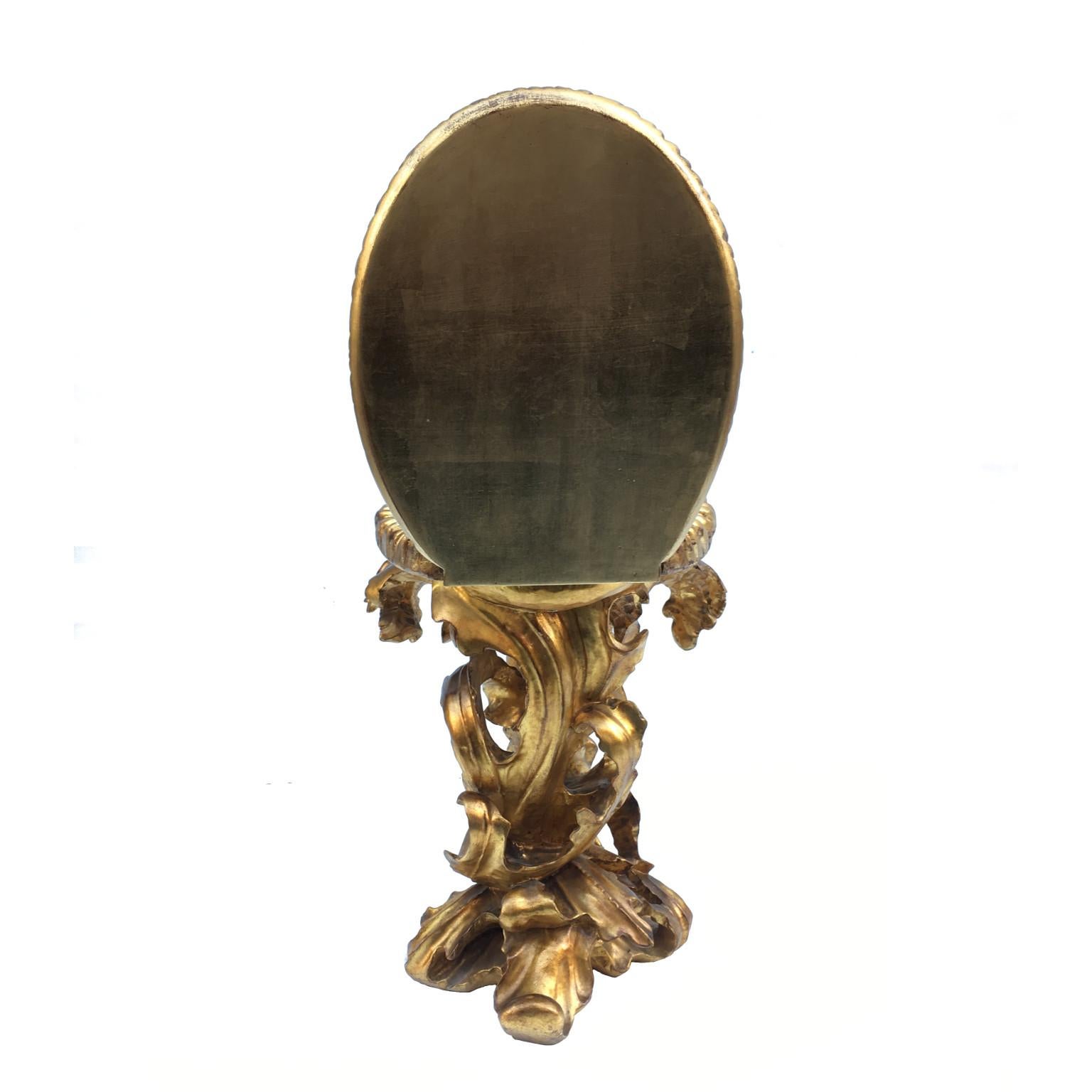 21st Century Rococo Gilt Wood Toilet Artwork with Mirror by Giampiero Romanò For Sale 1