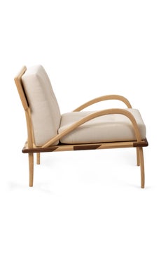 21st Century Romanza Armchair in Ash, Walnut, Quilted Fabric, Made in Italy