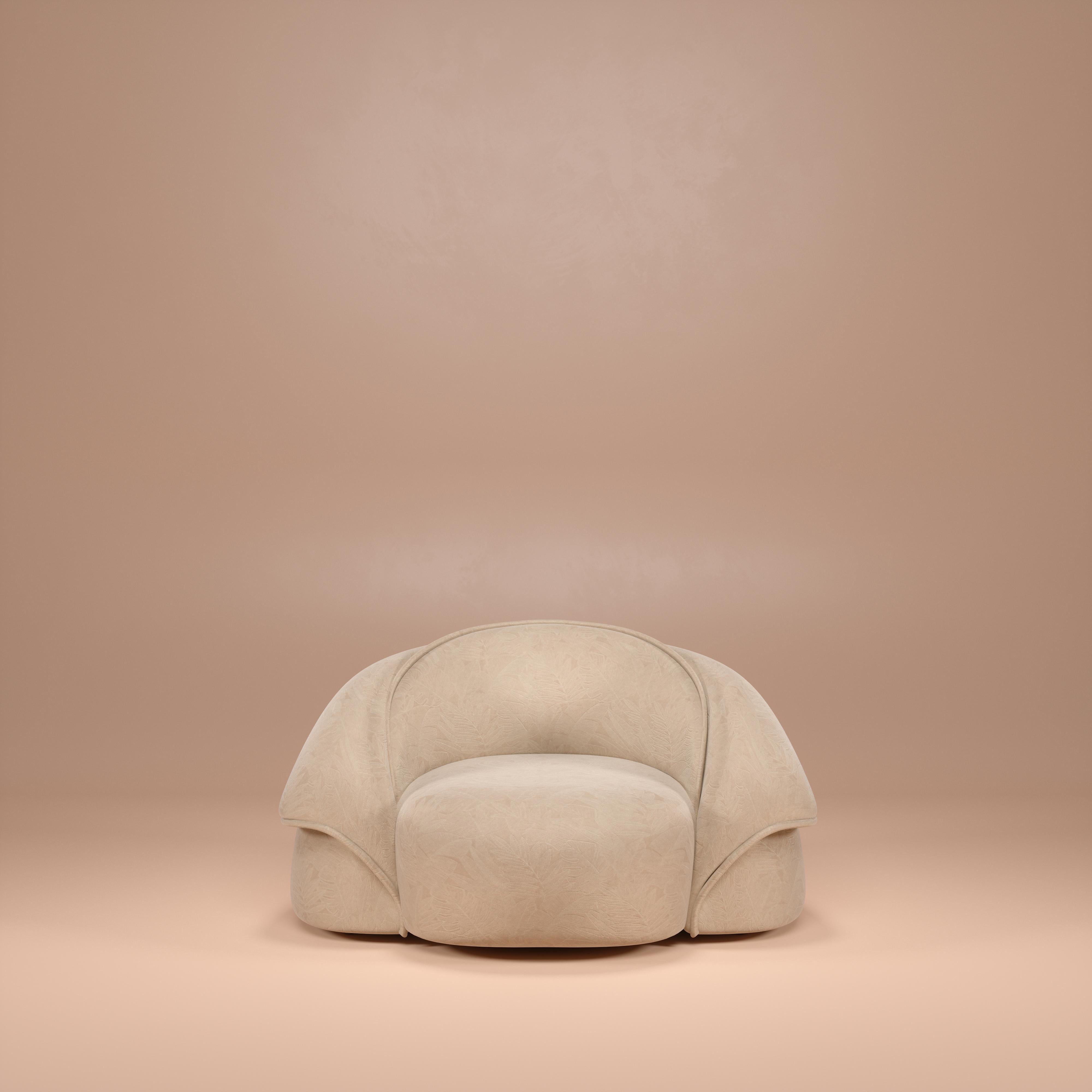 21st Century Romy Sessel Messing Casamance Lierna Stoff im Angebot 6