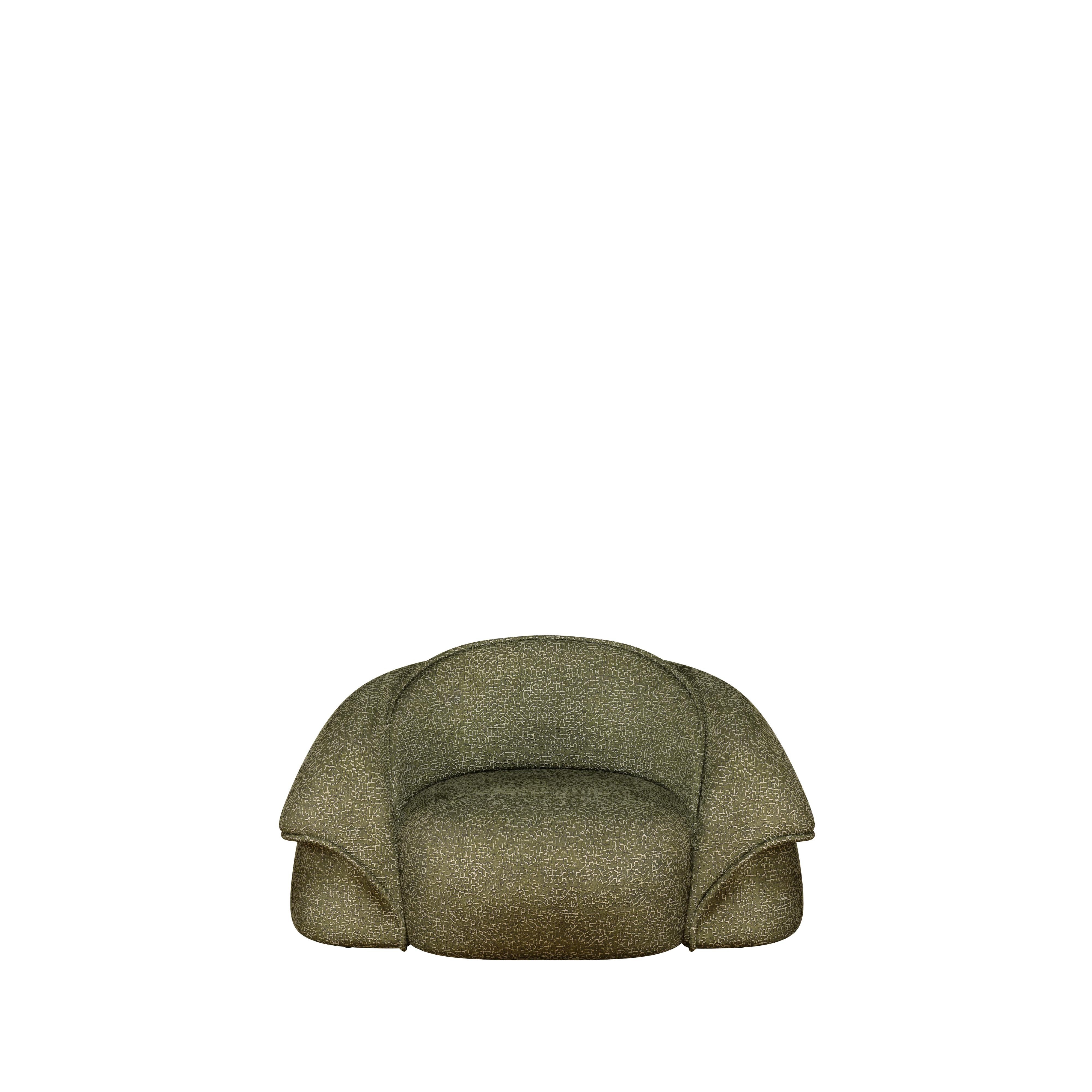 21st Century Romy Sessel Messing Casamance Lierna Stoff (Portugiesisch) im Angebot