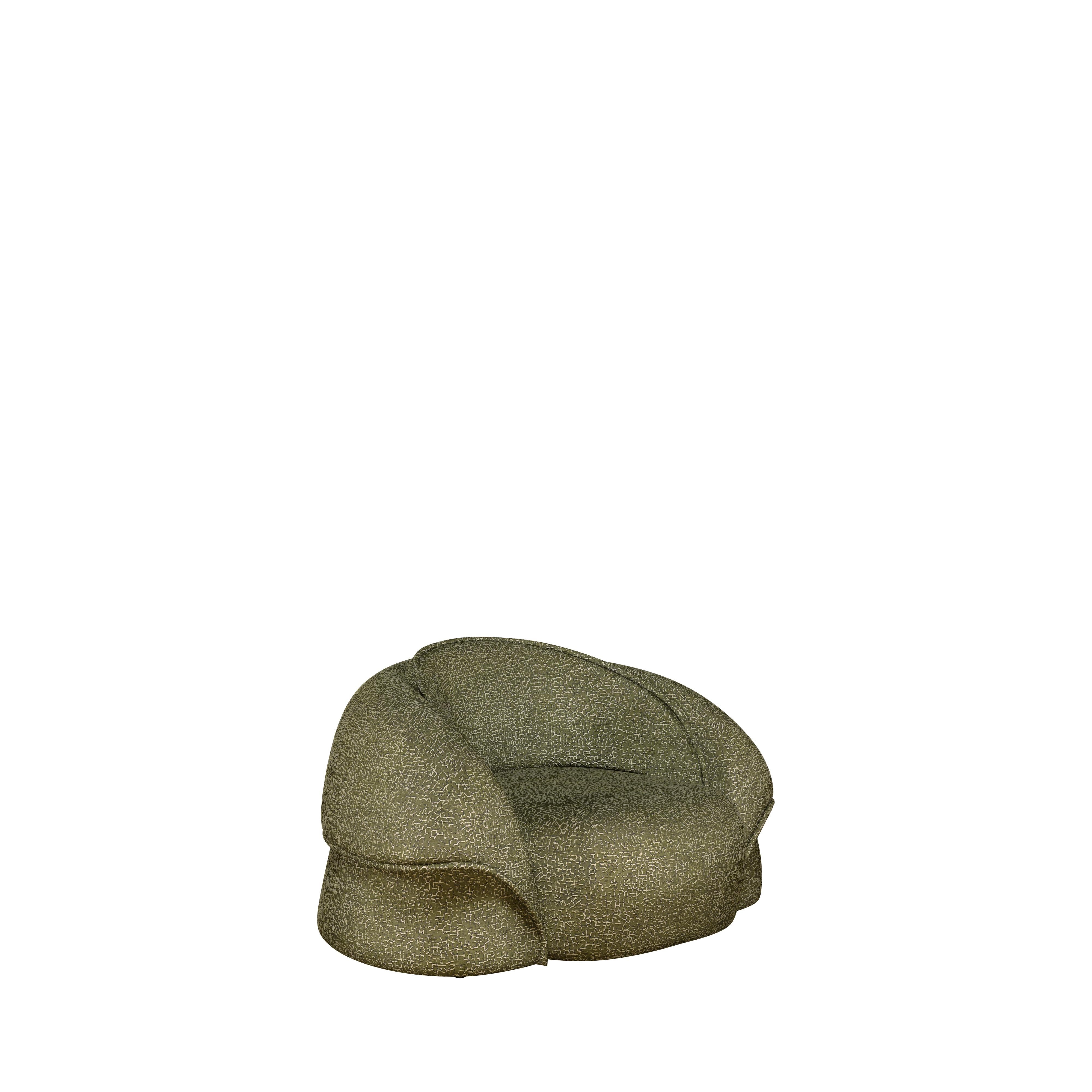 21st Century Romy Sessel Messing Casamance Lierna Stoff (21. Jahrhundert und zeitgenössisch) im Angebot