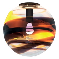 Grande lampe à suspension Rotondo du 21e siècle en noir et cristal de Peter Marino