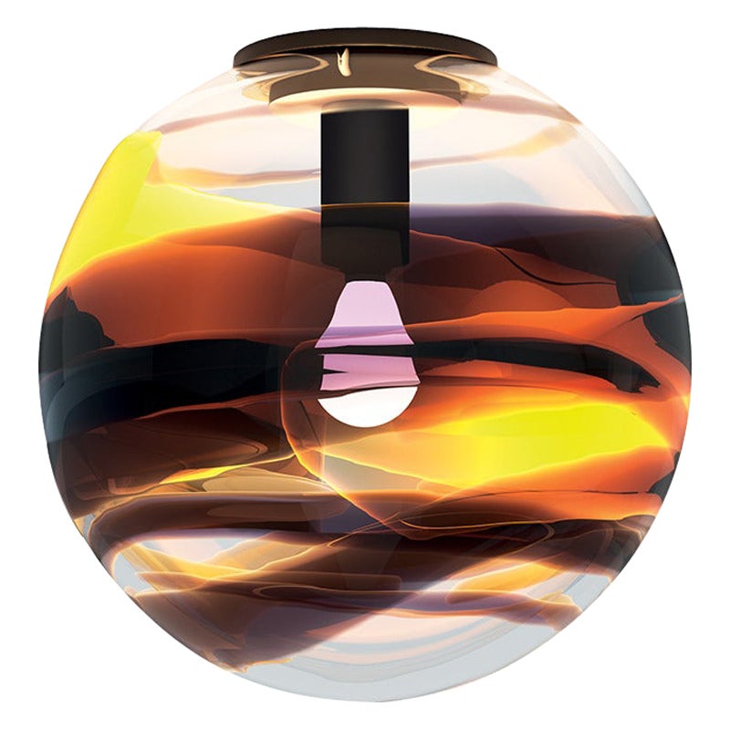 Petite lampe à suspension Rotondo du 21e siècle en noir et cristal de Peter Marino en vente